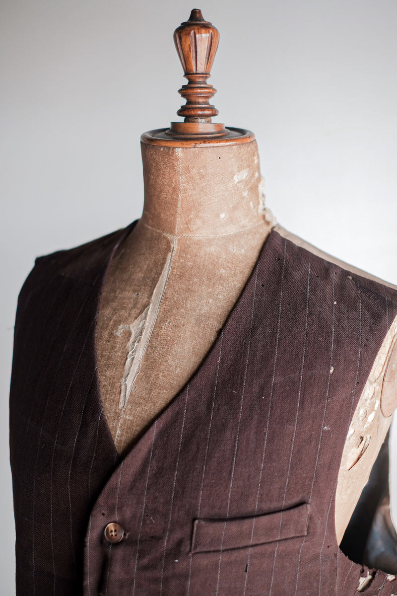 [~ 40's] French Vintage Brown Work Gilet ทำงาน