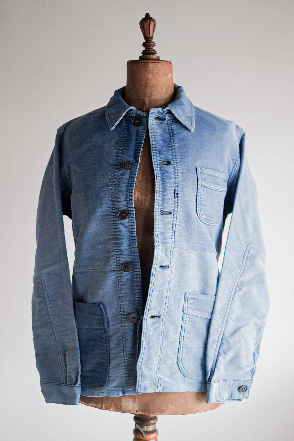 【~50's】French Vintage Blue Moleskin Work Jacket "Le Mont St. Michel"