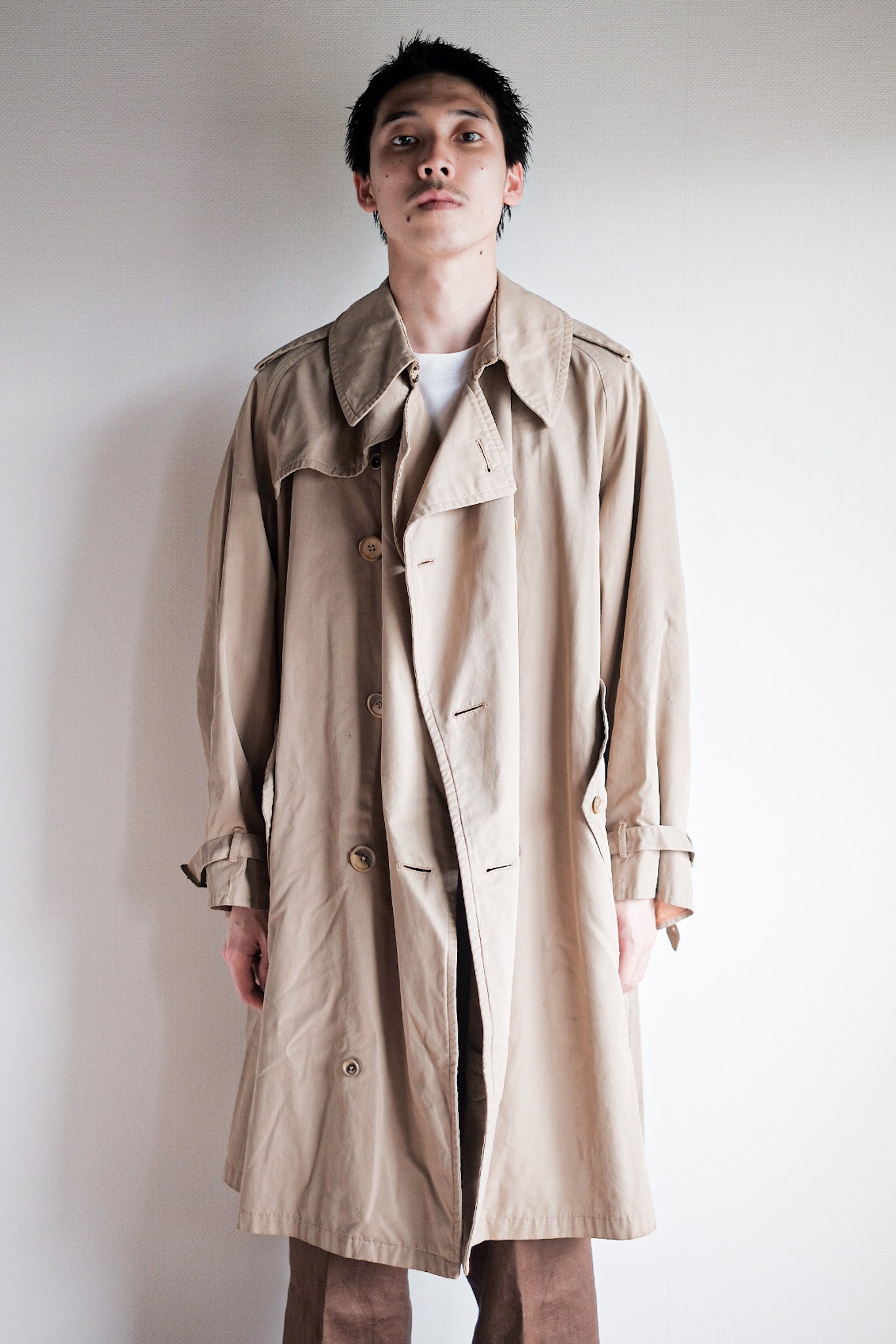 60's] Vintage Burberry's Single Raglan Trench Coat 