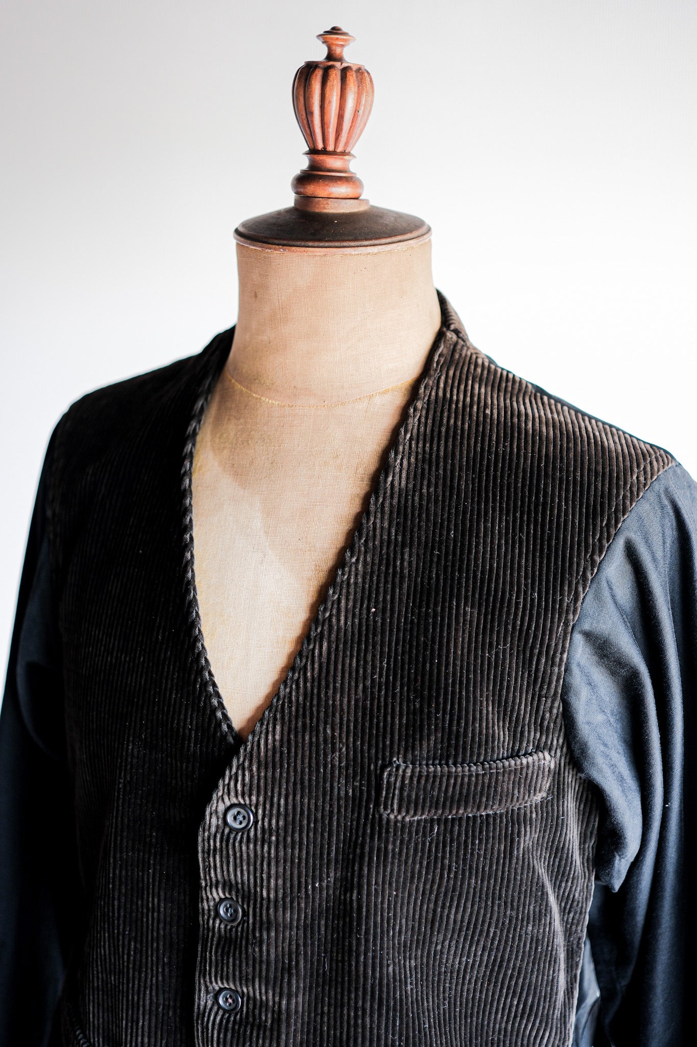 [〜30年代]法國復古棕色燈芯絨吉列夾克