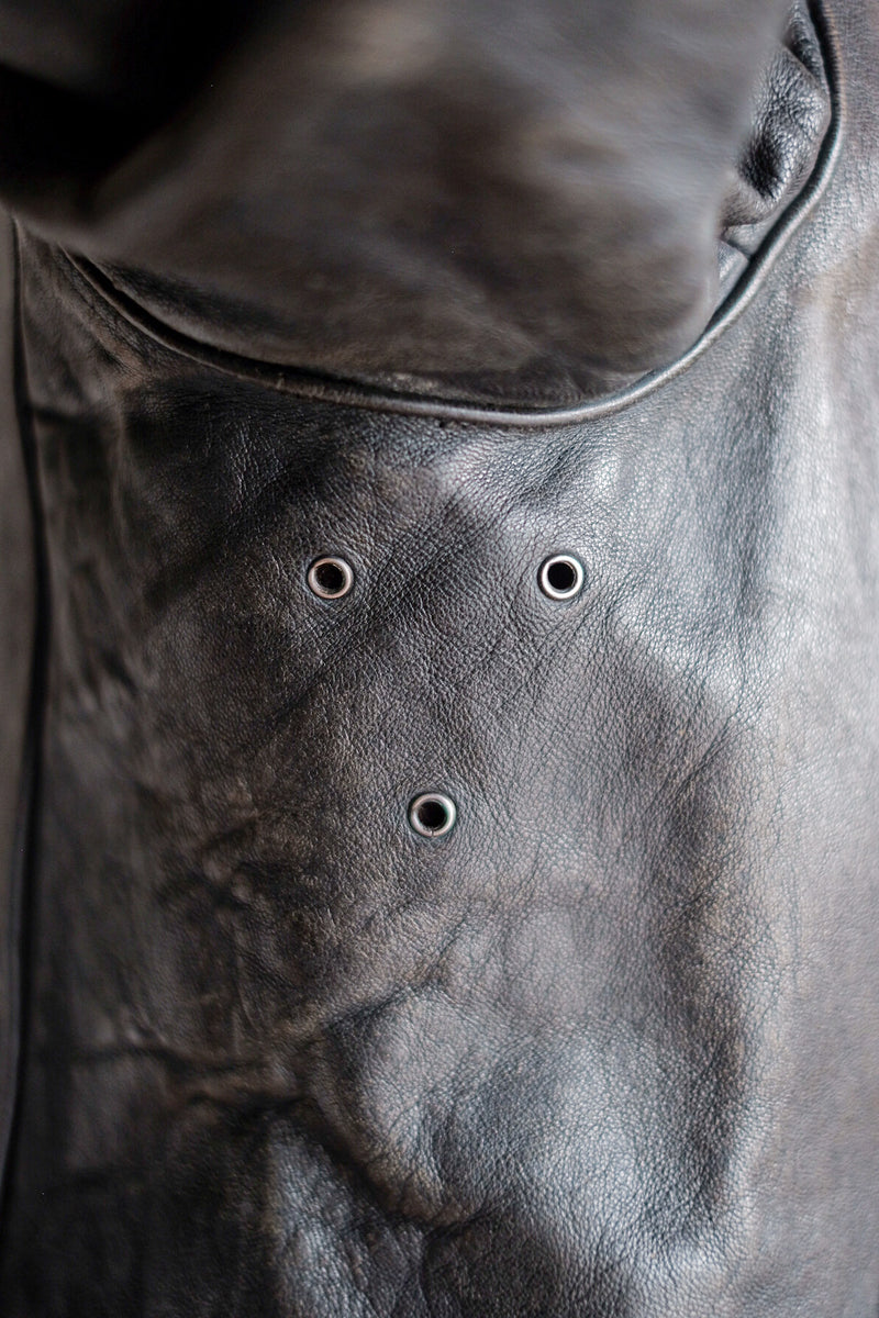 【~30's】French Vintage Le Corbusier Leather Work Jacket "Wool Collar"