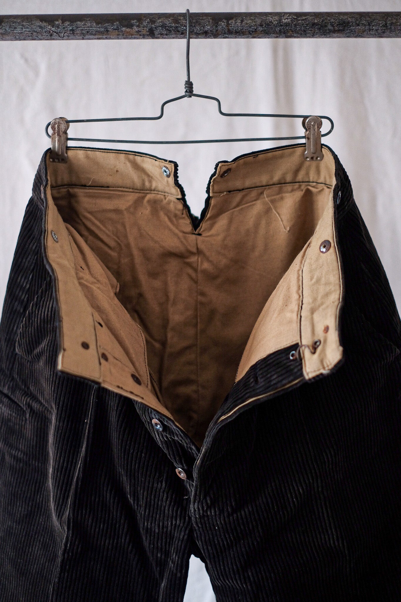 [〜30年代]法國復古深棕色燈芯絨工作褲