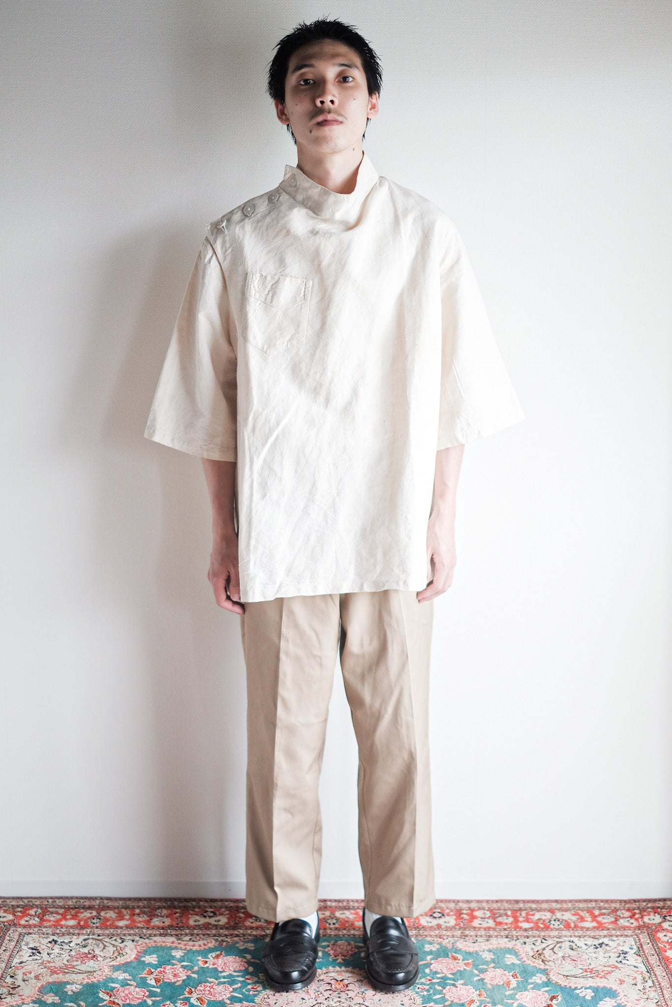 ［~50's］French Army Linen Jacket Hospital Military "Dead Stock"