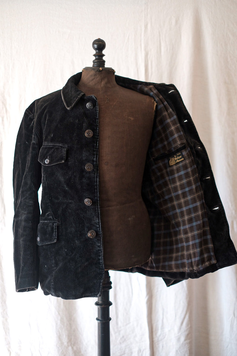 [~ 40's] Veste de gardien de chasse vintage en velours noire vintage