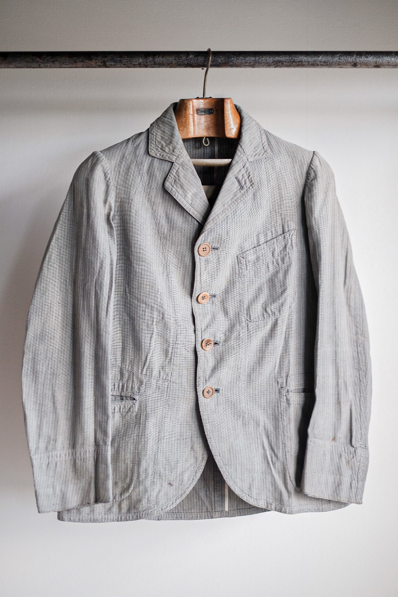 【~10's】French Antique Chambray Striped Sack Jacket
