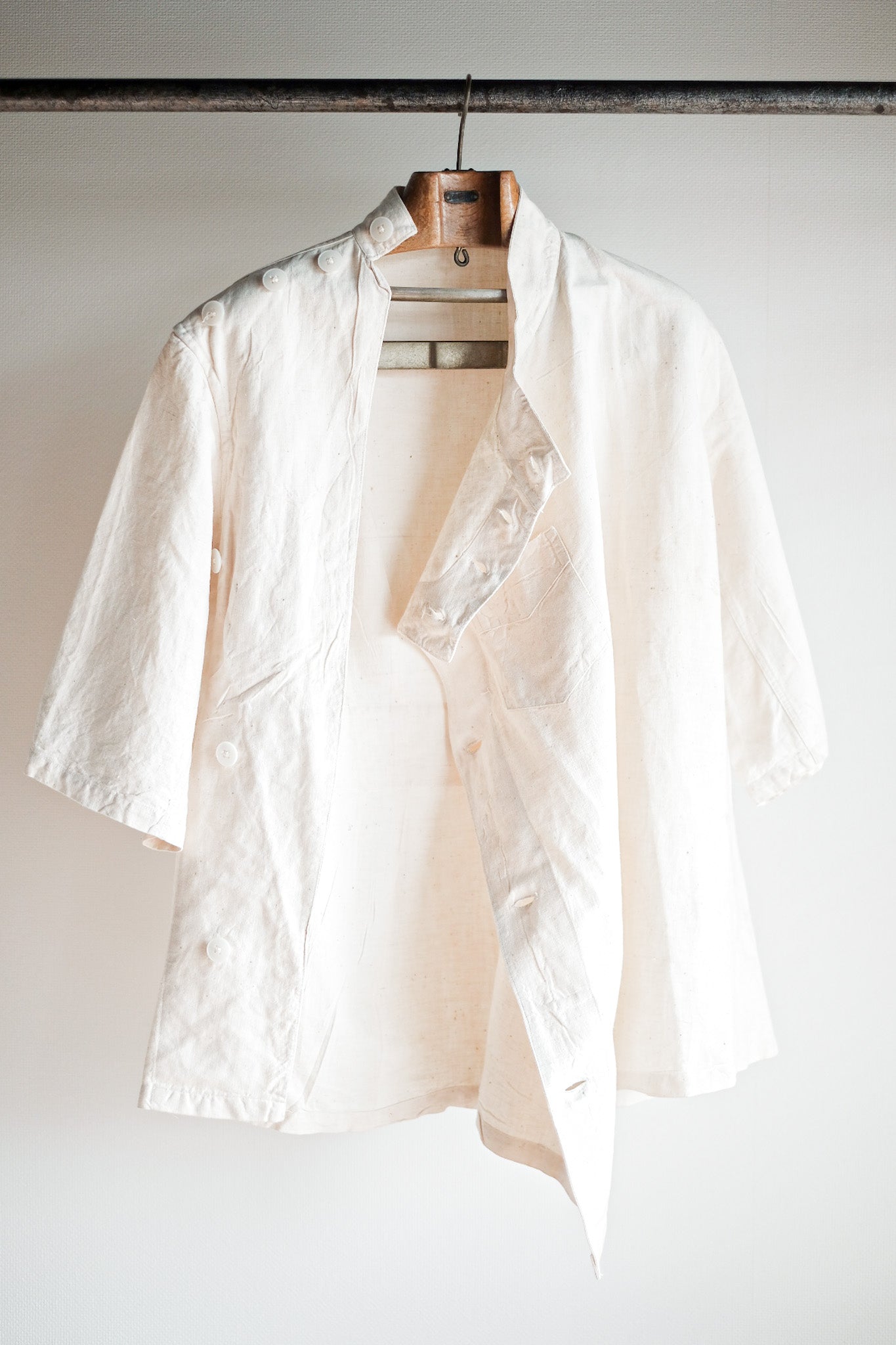 ［~50's］French Army Linen Jacket Hospital Military "Dead Stock"
