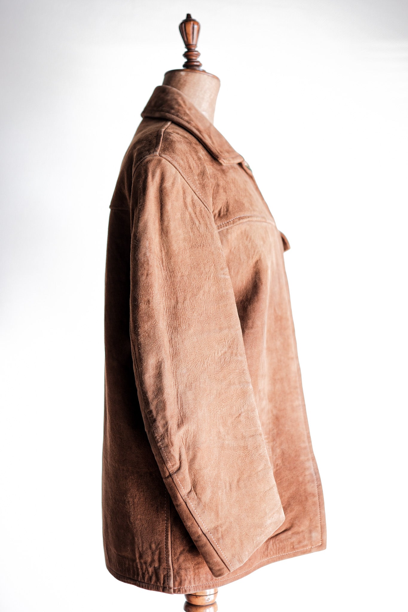 ［~60's］French Vintage Brown Suede Zip Up Jacket