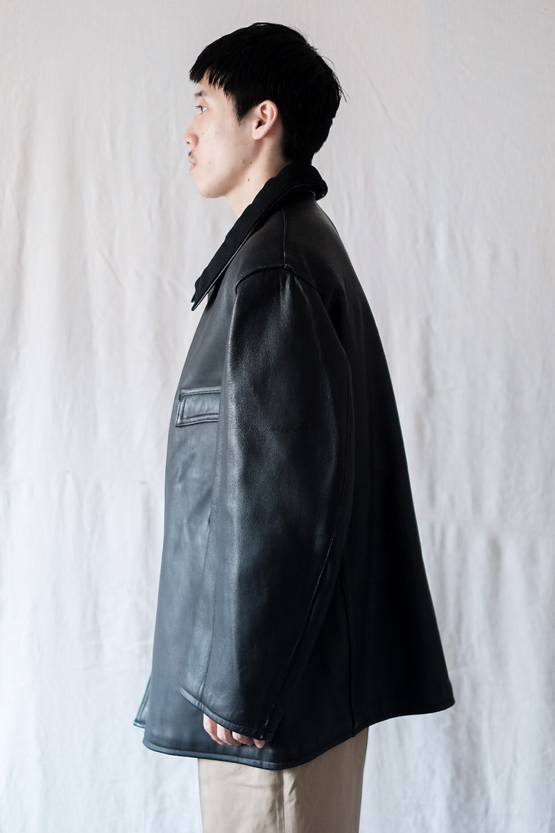 [~ 50's] แจ็คเก็ตหนัง LE Corbusier Vintage French Vintage "Collar Wool" "Dead Stock"