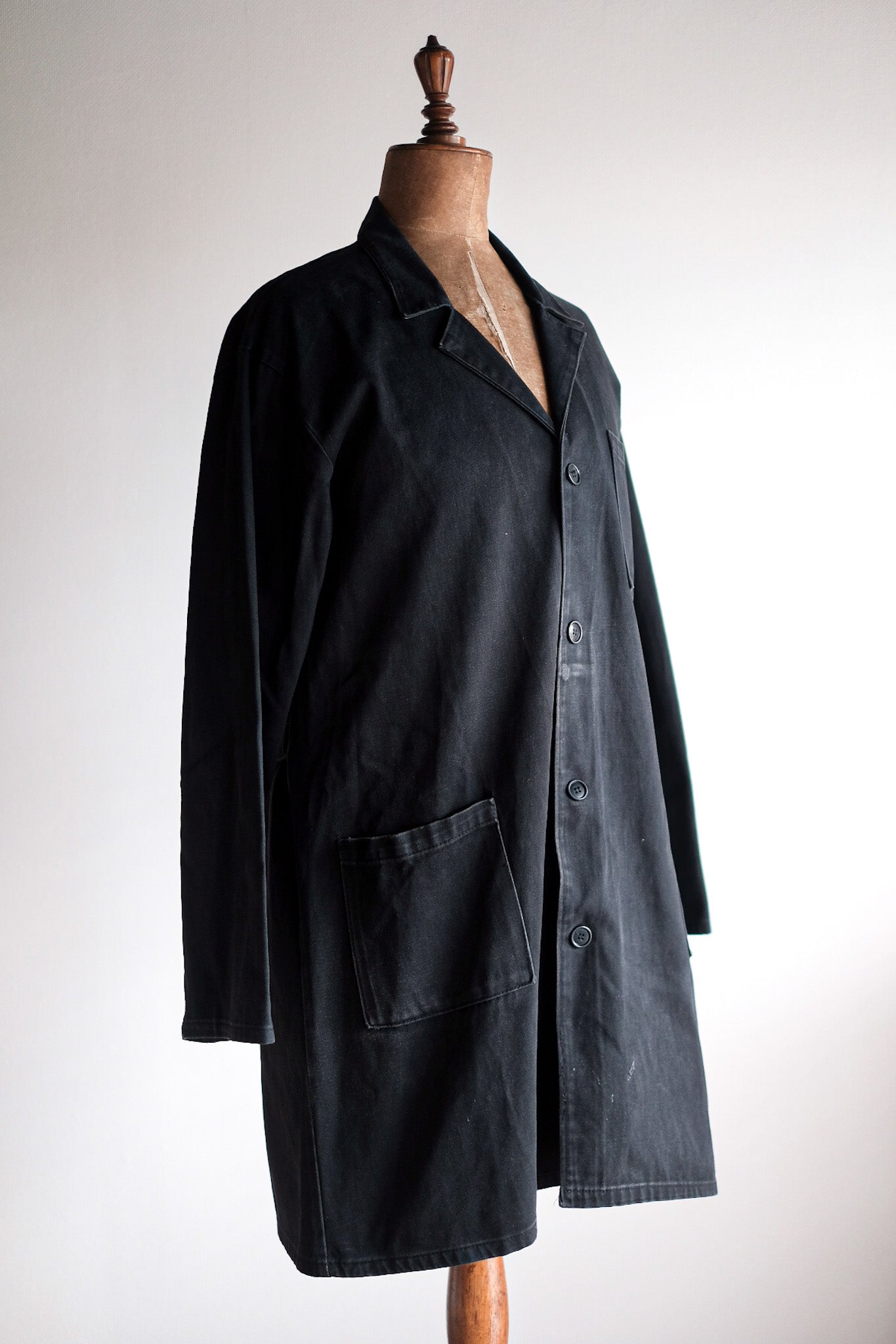 [~ 50's] French Vintage Black Moleskin Work Coat