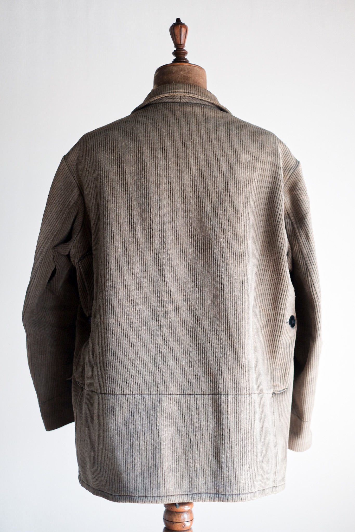 ［~40's］French Vintage Brown Cotton Pique Hunting Jacket With Chin Strap