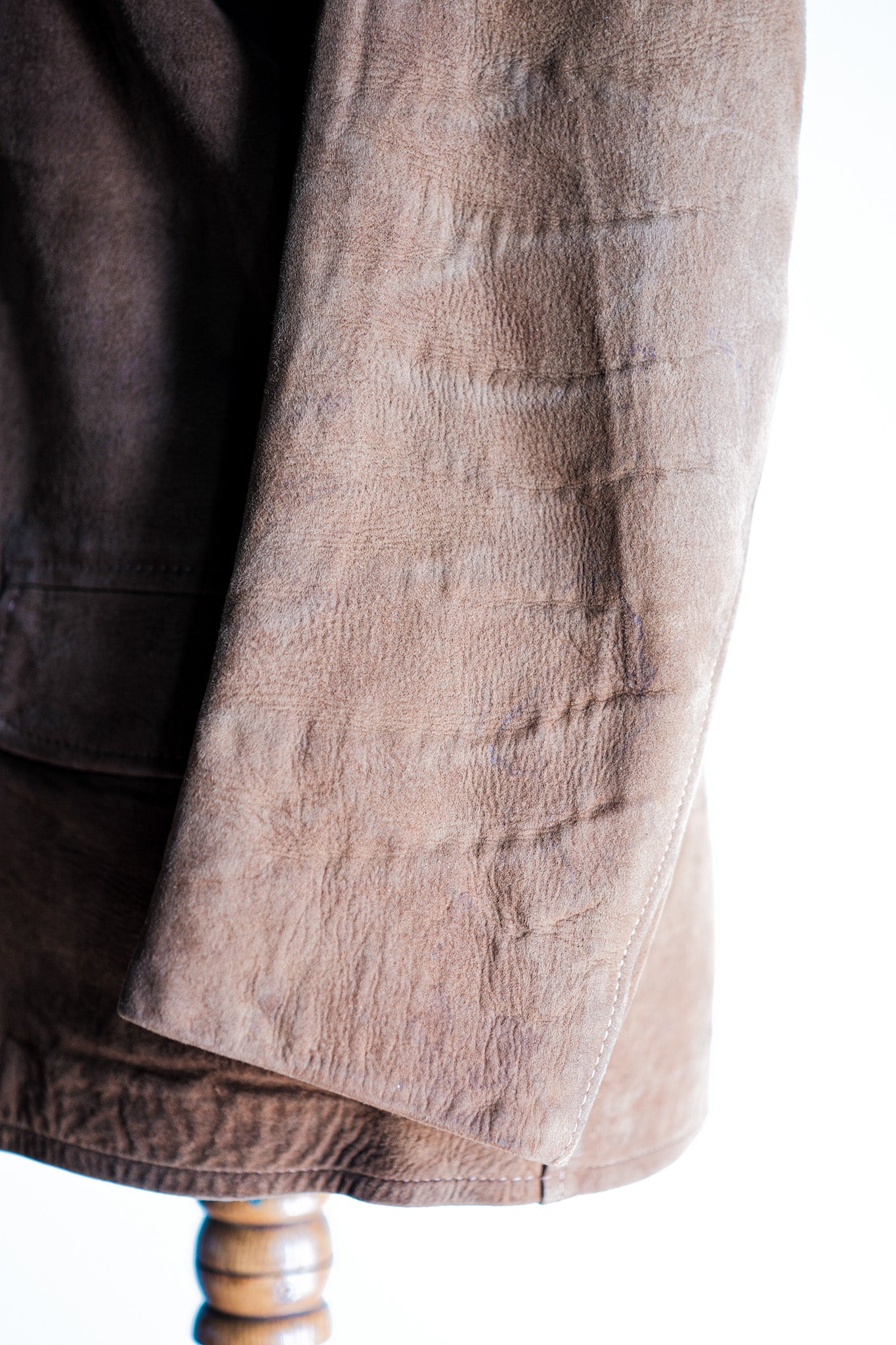 ［~60's］French Vintage Brown Suede Zip Up Jacket