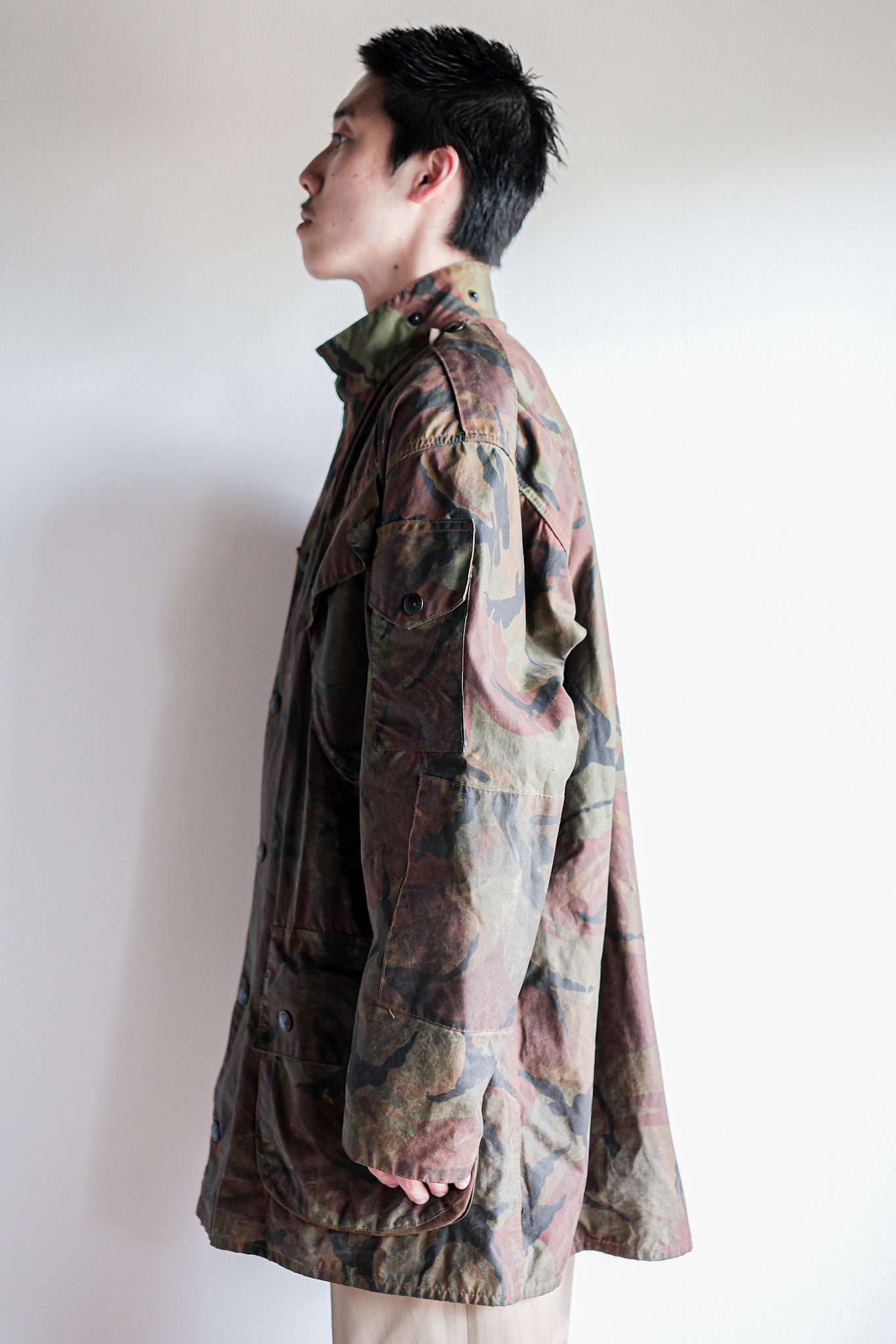 【~80's】Vintage Barbour DPM Camouflage Waxed Jacket “THE MILITARY" “2nd Model” 2 Crest Size.42