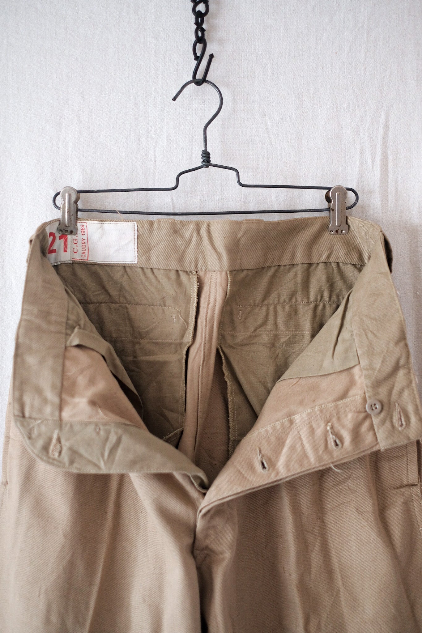 [~ 60's] French Army M52 CHINO TROUSERS SIZE.21 "Dead Stock"