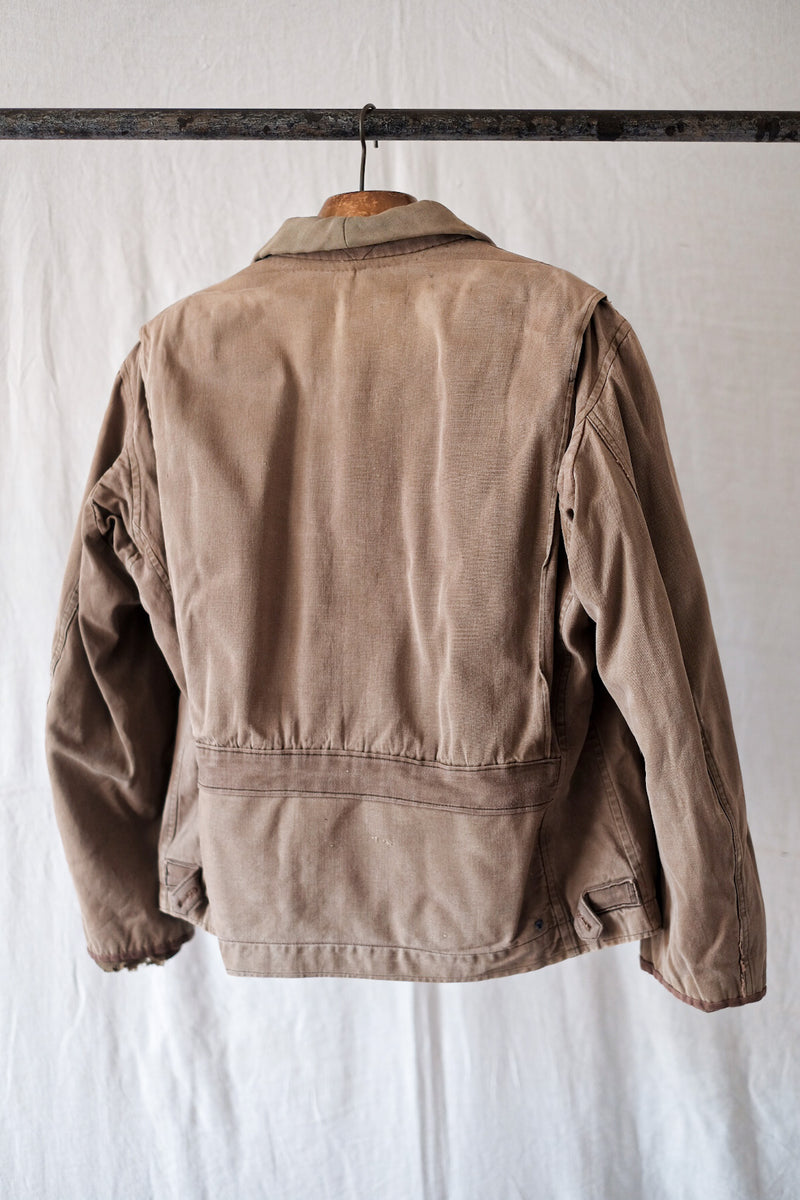 [~ 30's] ผ้าใบผ้าใบผ้าใบวินเทจฝรั่งเศสทำกลับบ้านแจ็คเก็ตทำงาน