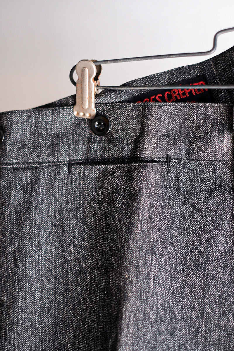 【~30's】French Vintage Black Chambray Work Pants "Dead Stock"