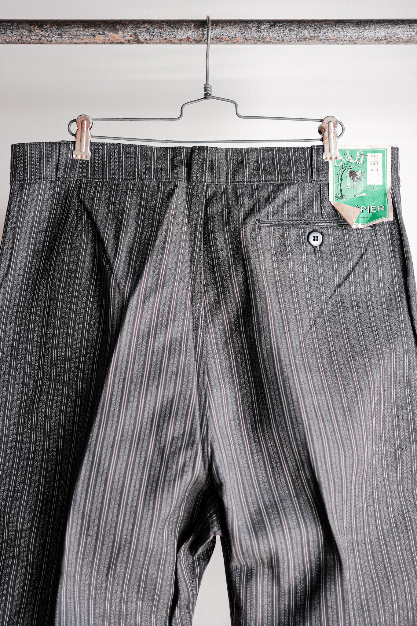 ［~50's］French Vintage Cotton Striped Work Pants "CREPIER" "Dead Stock"