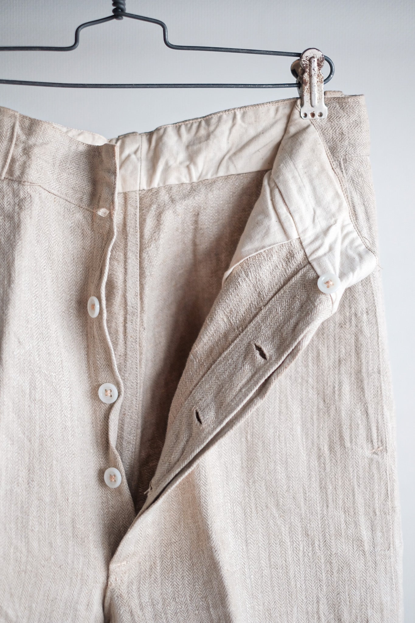 [~ 40's] กางเกงผ้าลินิน HBT โบราณของเยอรมัน
