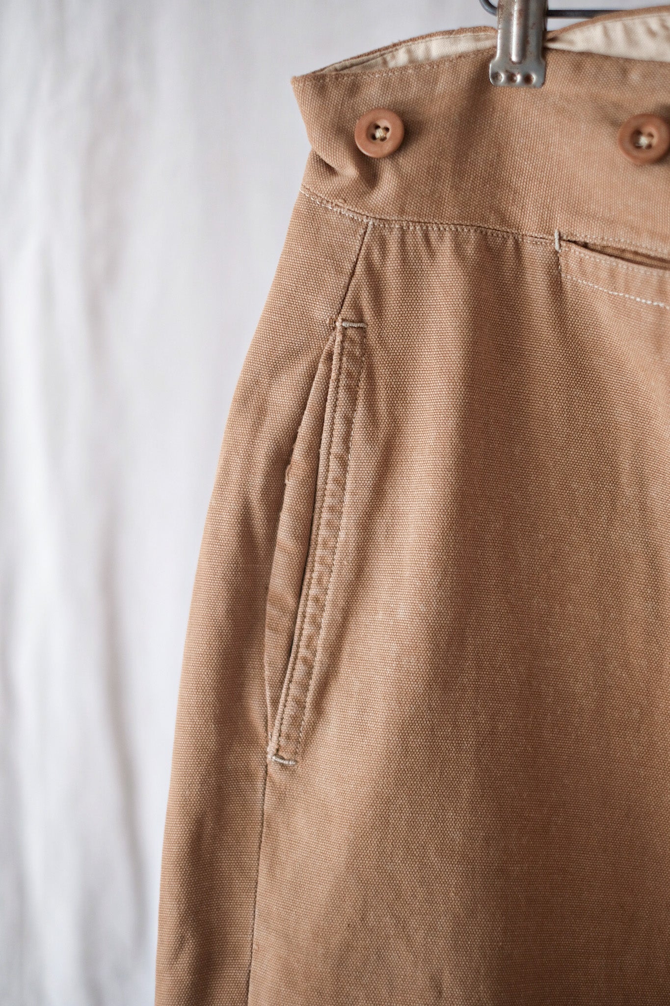 【~40's】French Vintage Brown Cotton Work Pants