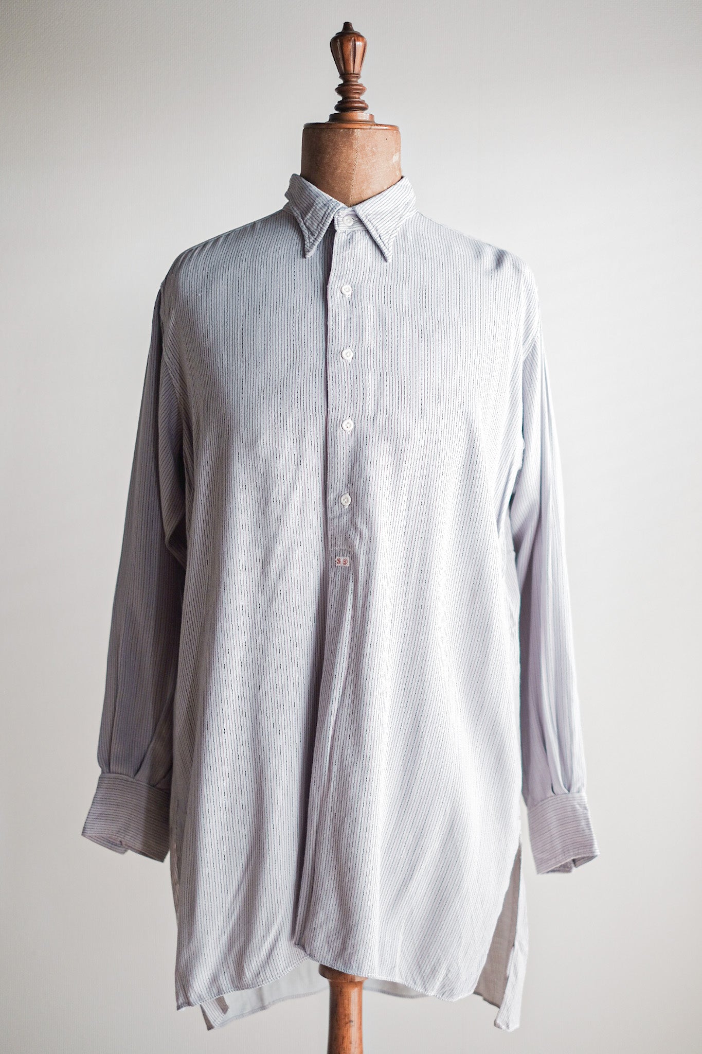 [〜40年代]法國復古人造絲爺爺襯衫