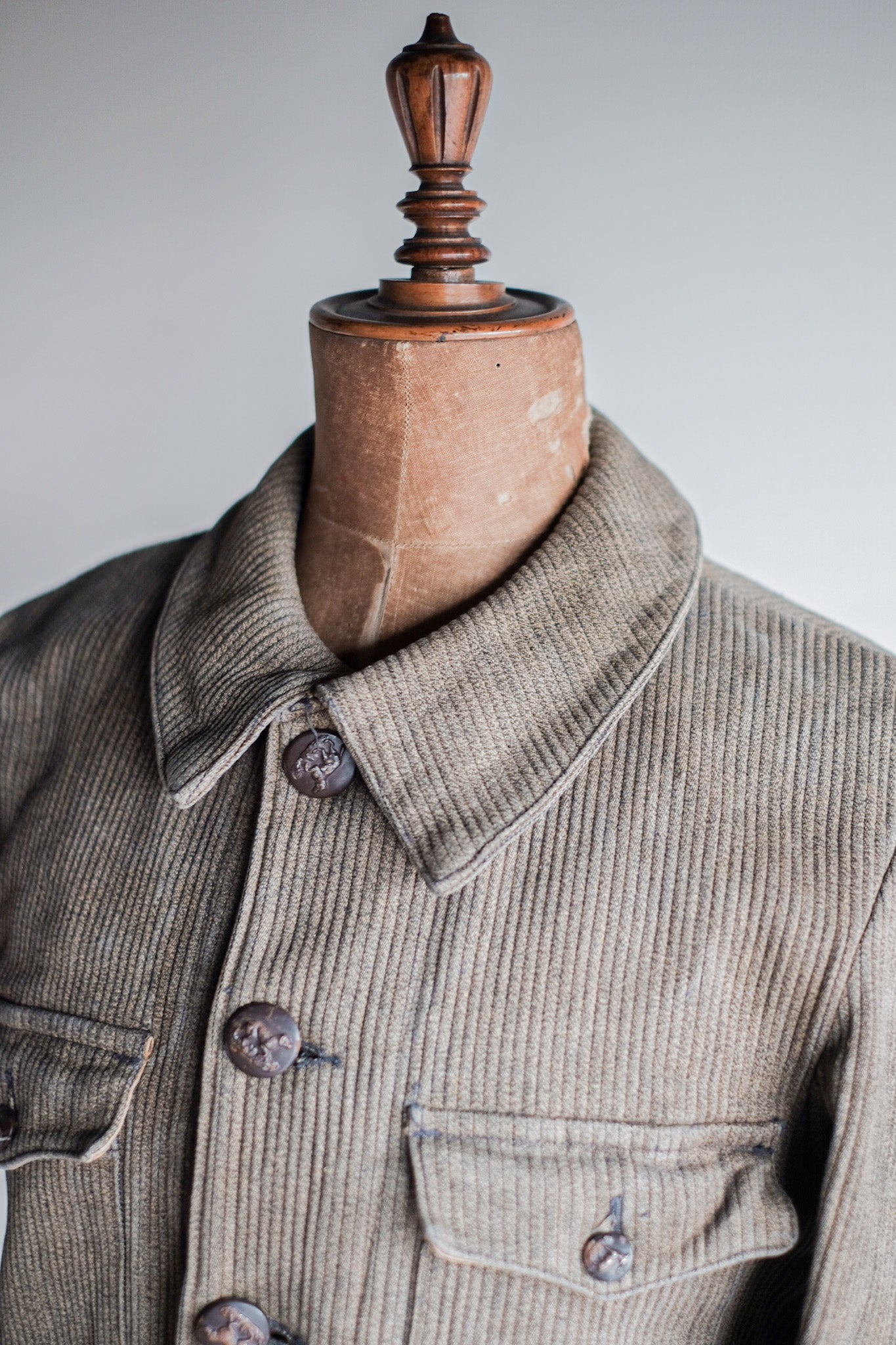 ［~40's］French Vintage Brown Salt & Pepper Cotton Pique Hunting Jacket