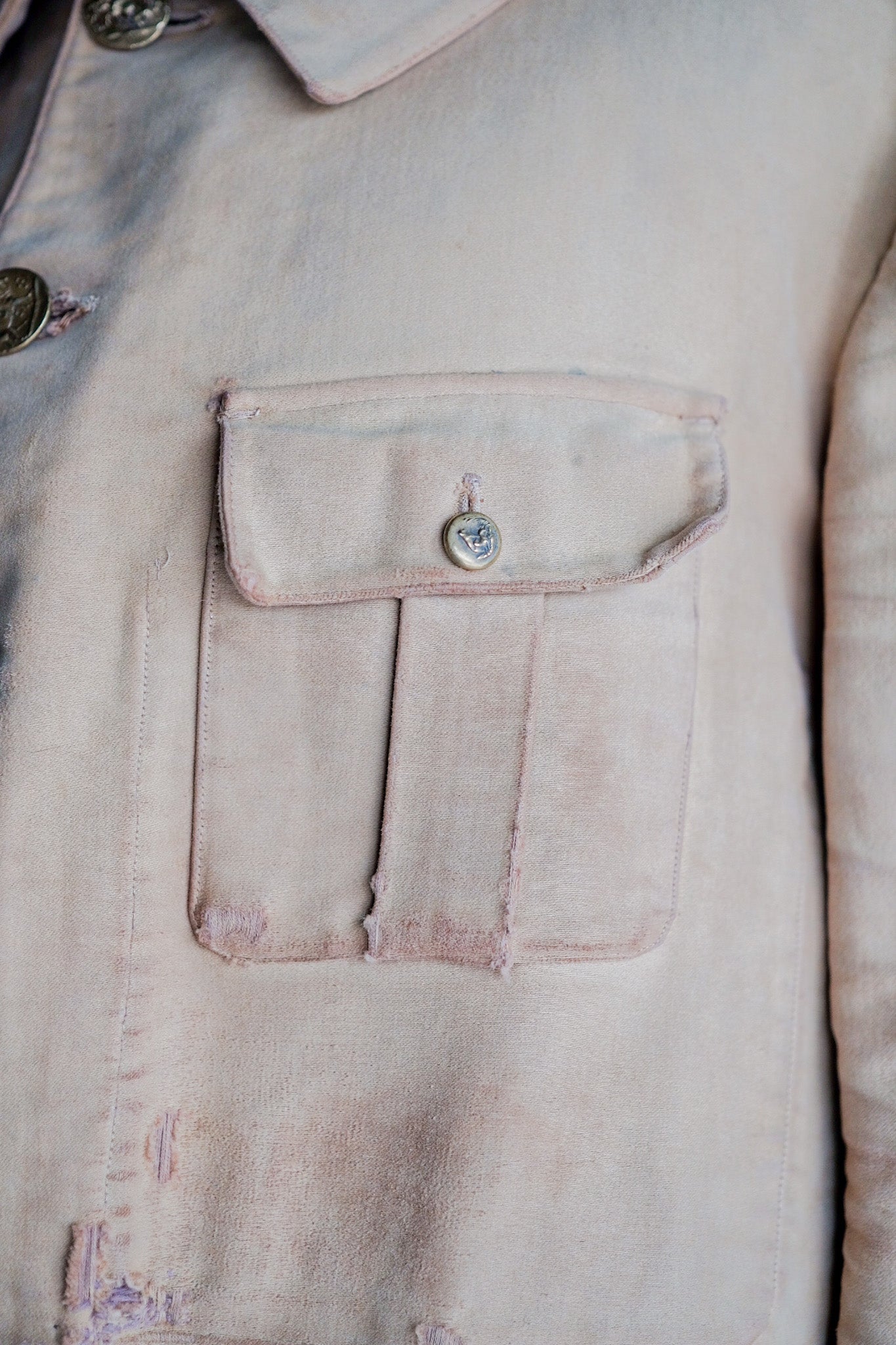 ［~30's］French Vintage Moleskin Hunting Jacket With Chin Strap