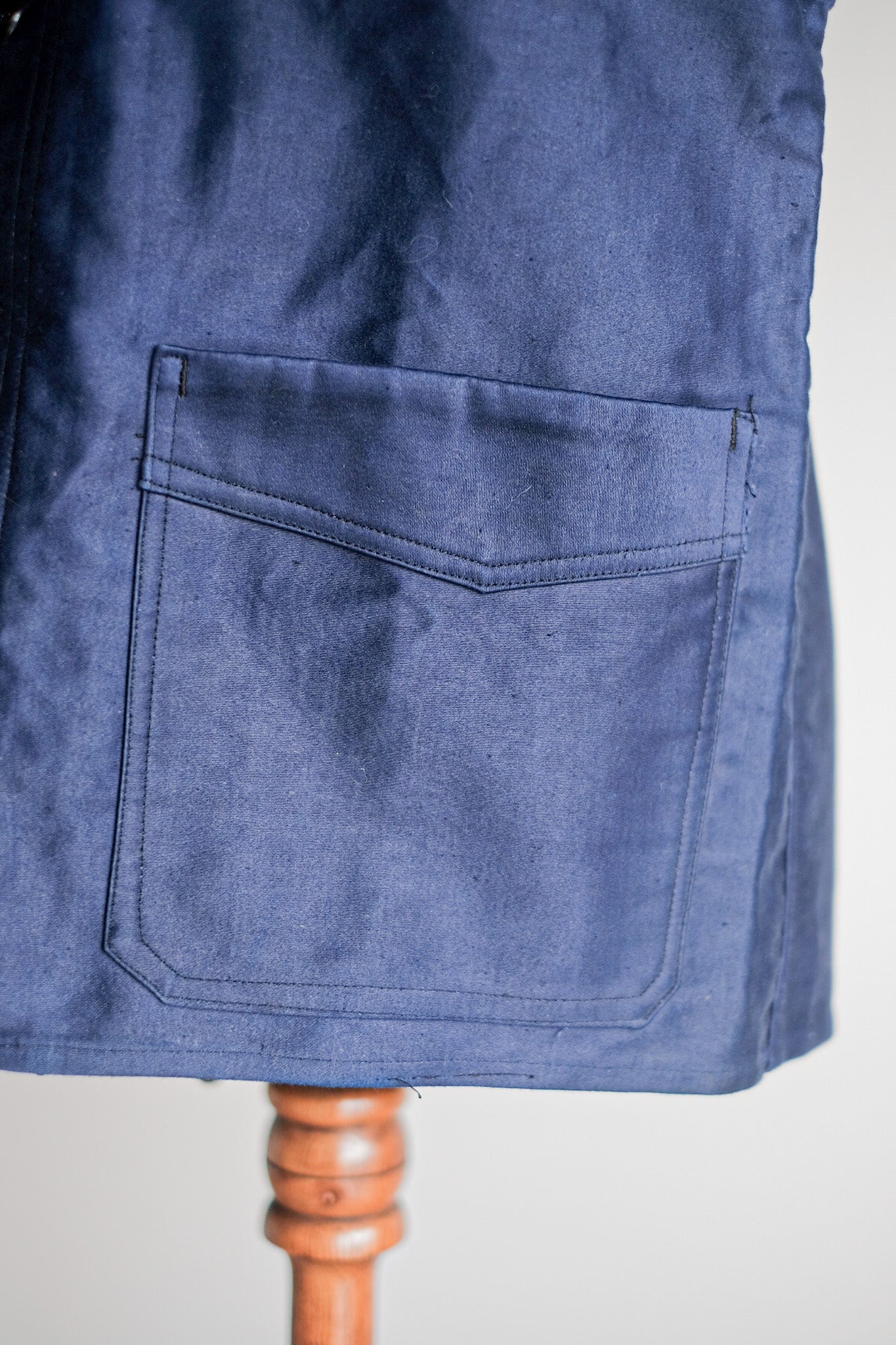 【~40's】French Vintage Blue Moleskin Work Jacket "Le Mont St. Michel" "Dead Stock"