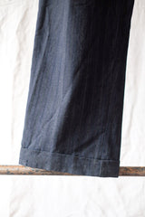 【~40's】French Vintage Navy Wool Striped Work Pant