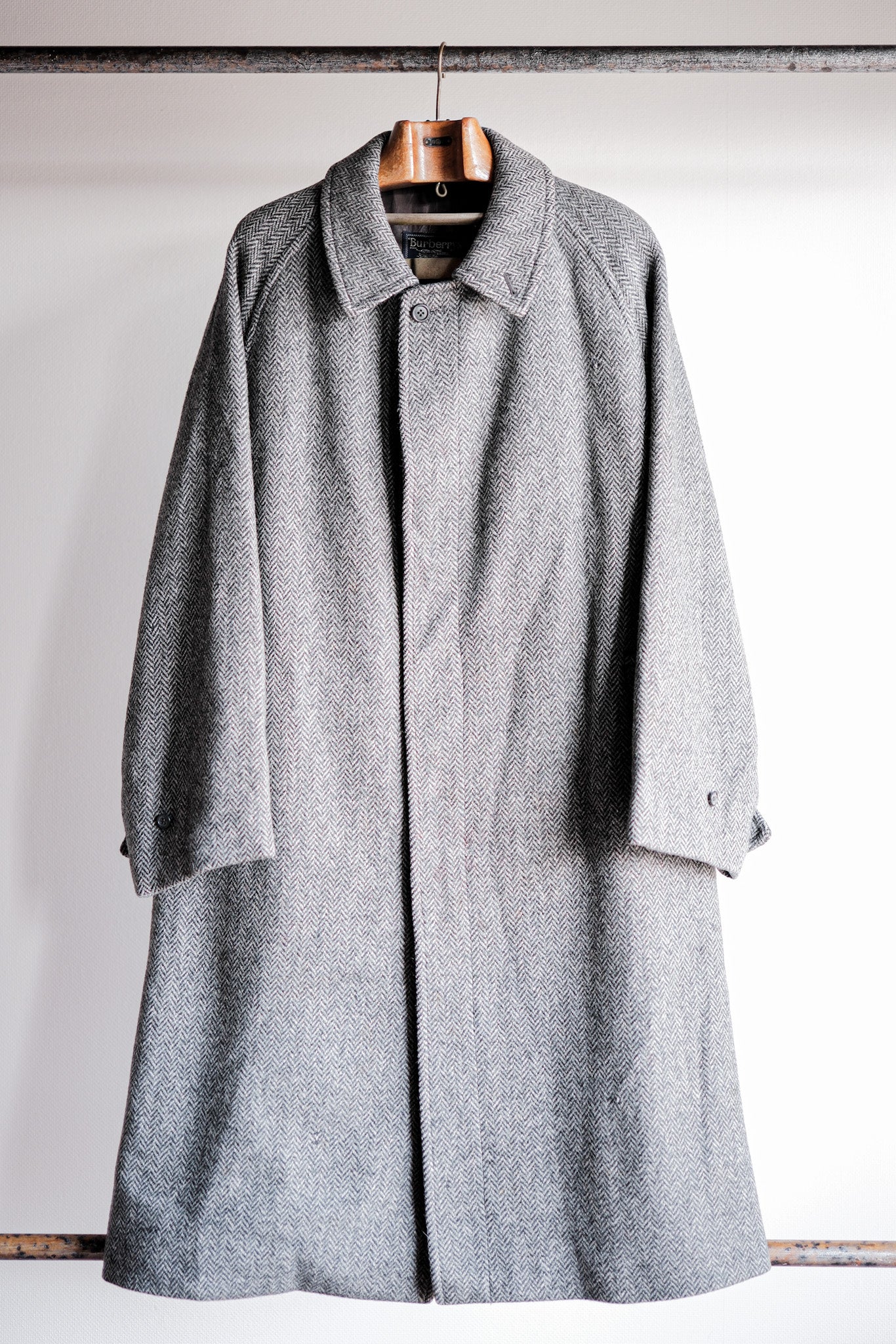 ［~90's］Vintage Burberry's Single Raglan Balmacaan Coat Size.54REG "SHETLAND TWEED"