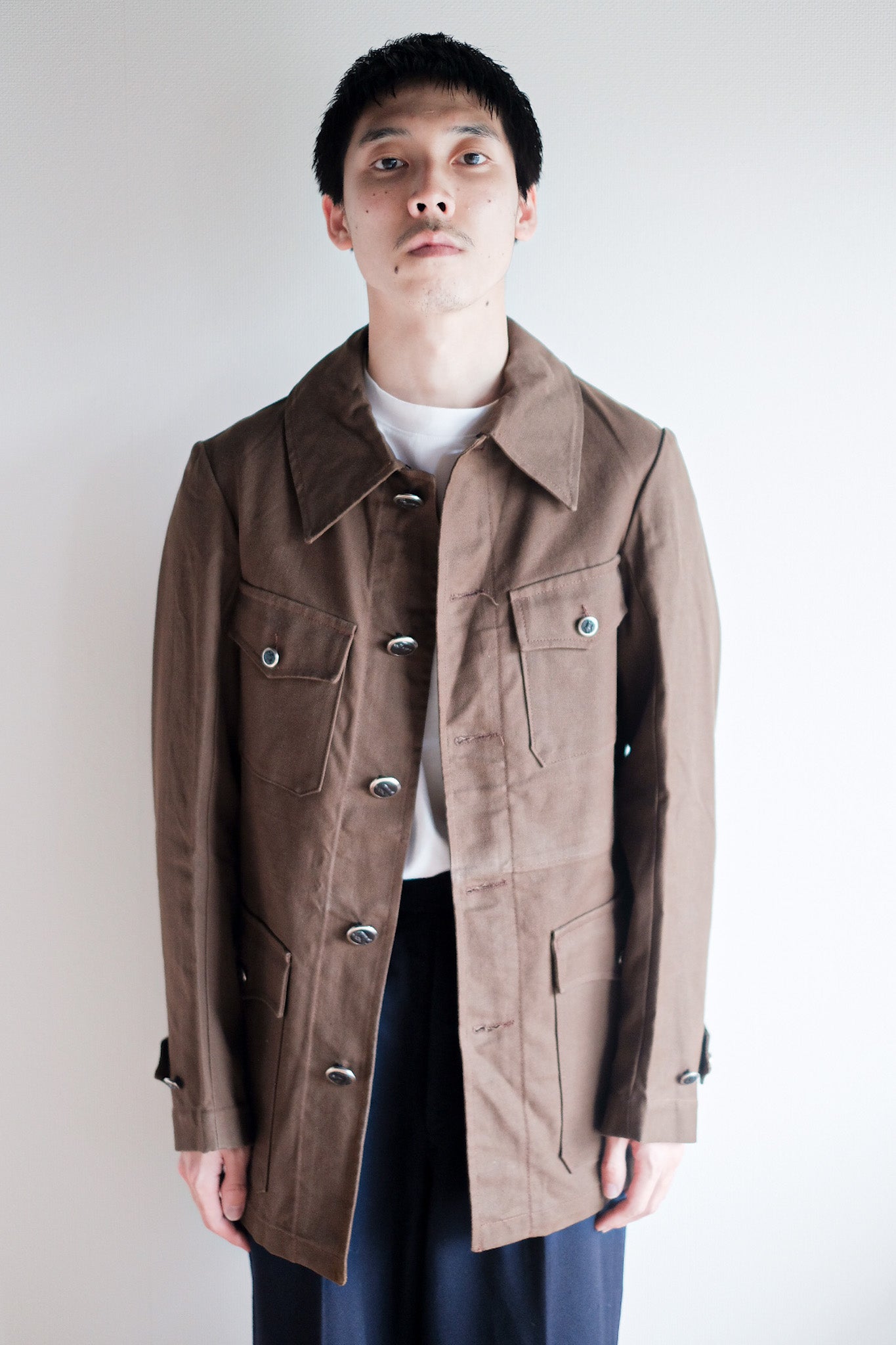 ［~40's］French Vintage Brown Cotton Twill Hunting Jacket "Dead Stock"