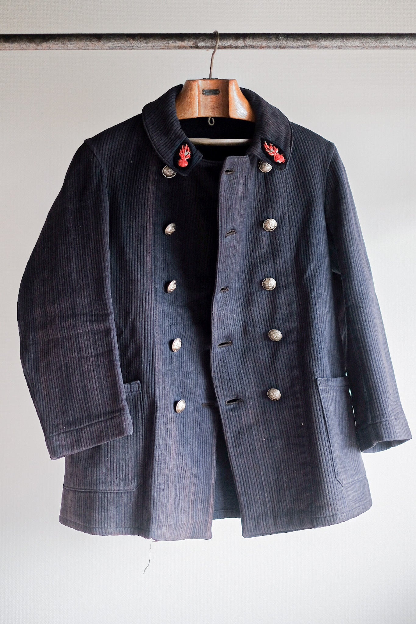 ［~30's］French Vintage Cotton Pique Double Breasted Fireman Jacket