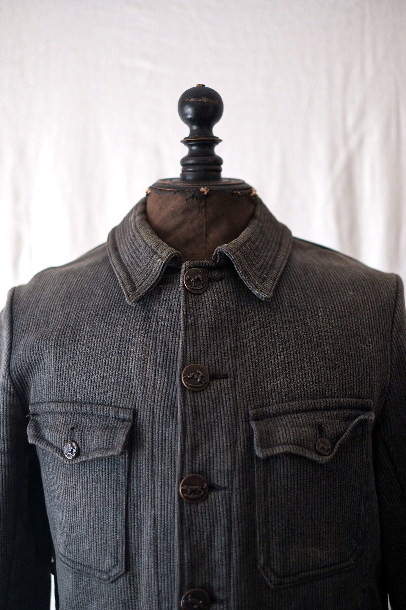 [~ 50's] French Vintage Gray Pique Hunting Jacket