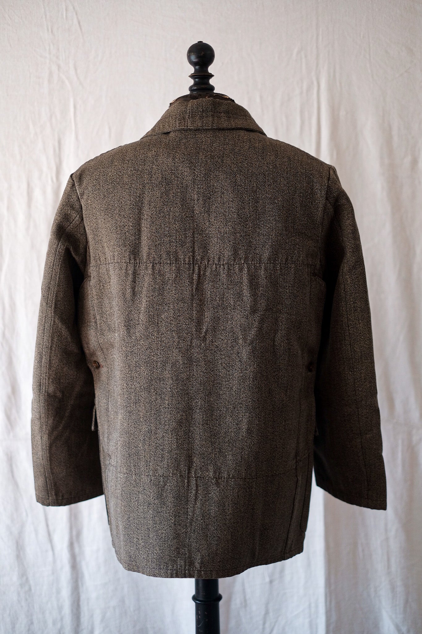 【~40's】French Vintage Brown Cotton Salt & Pepper Hunting Jacket