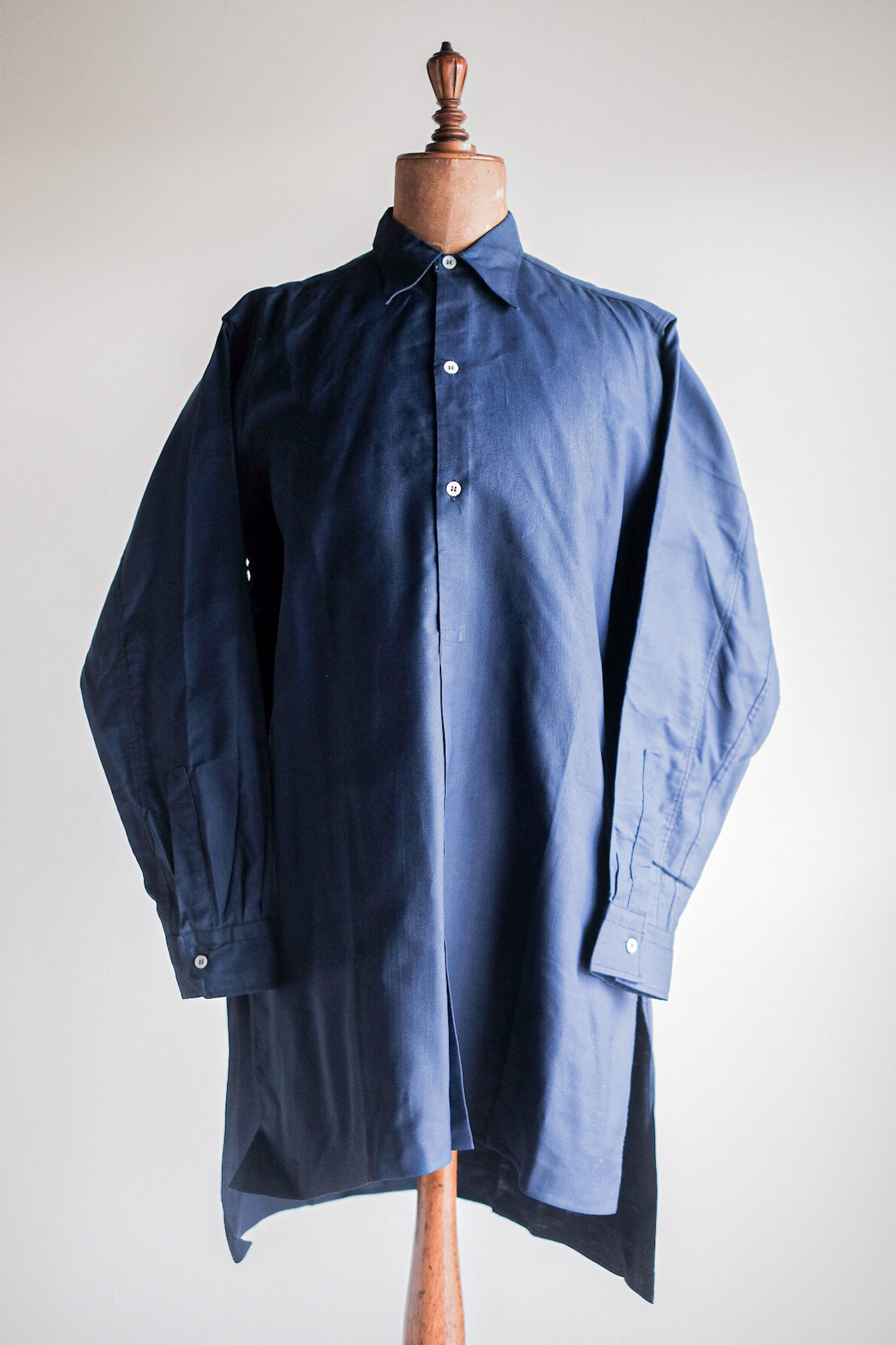 【~40's】French Vintage Indigo Metis Grandpa Shirt "Dead Stock"