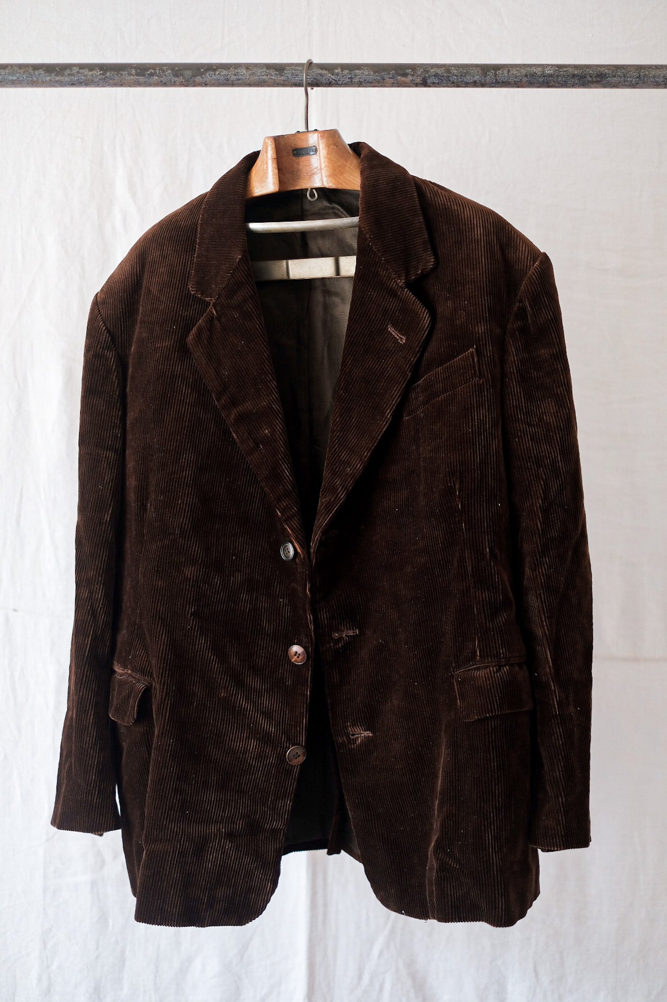 [~ 30's] Veste de travail de revers brune en velours en velours vintage vintage "Adolphe Lafont"