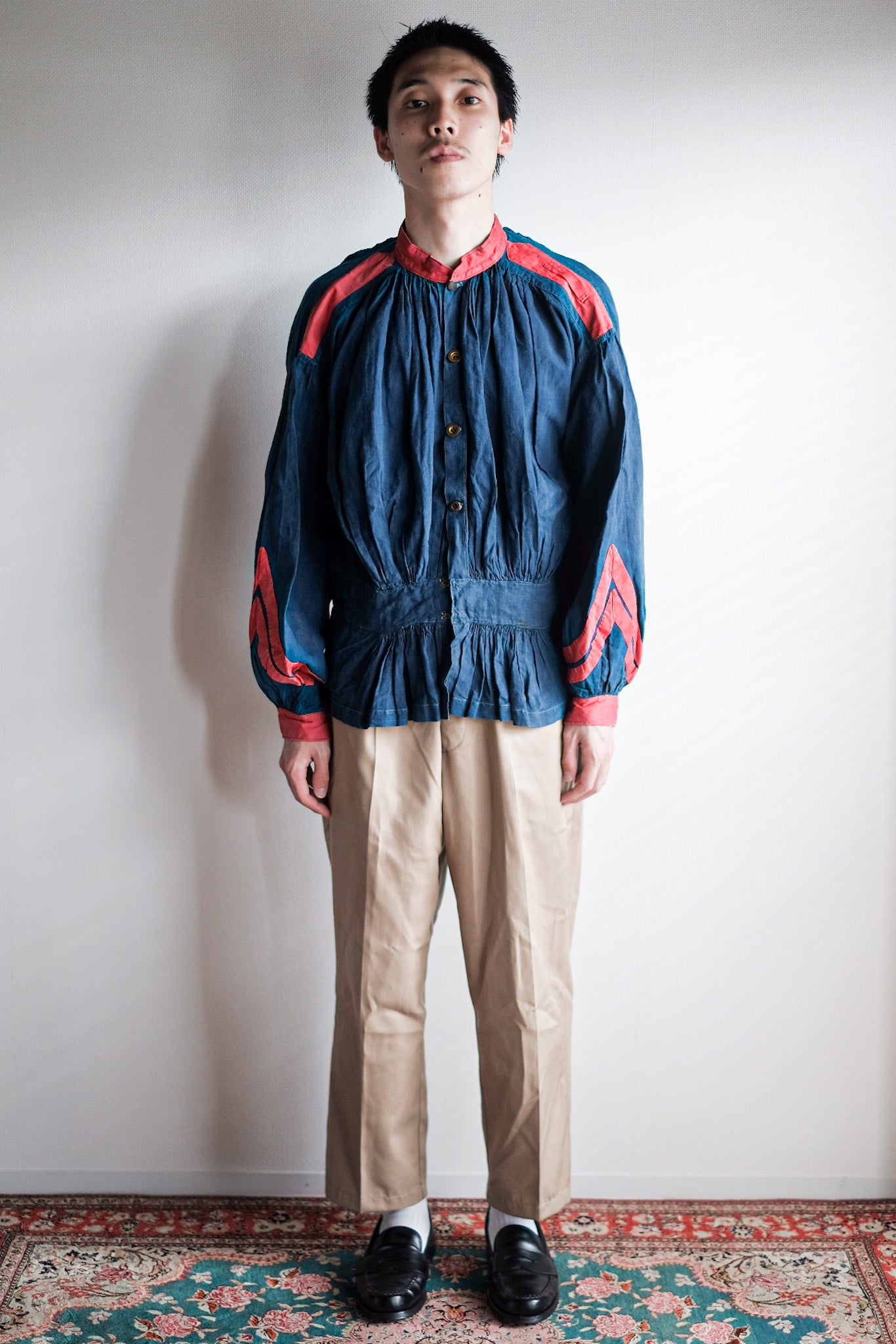 ［Late 19th C］French Antique Indigo Linen Fireman Bourgeron Jacket