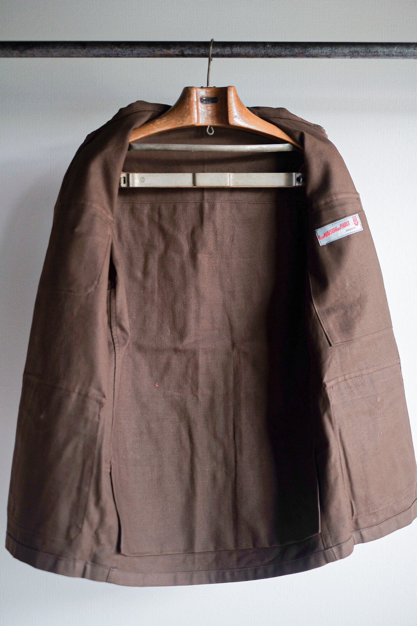 [〜40年代]法國復古棕色棉花twill狩獵夾克“死股”