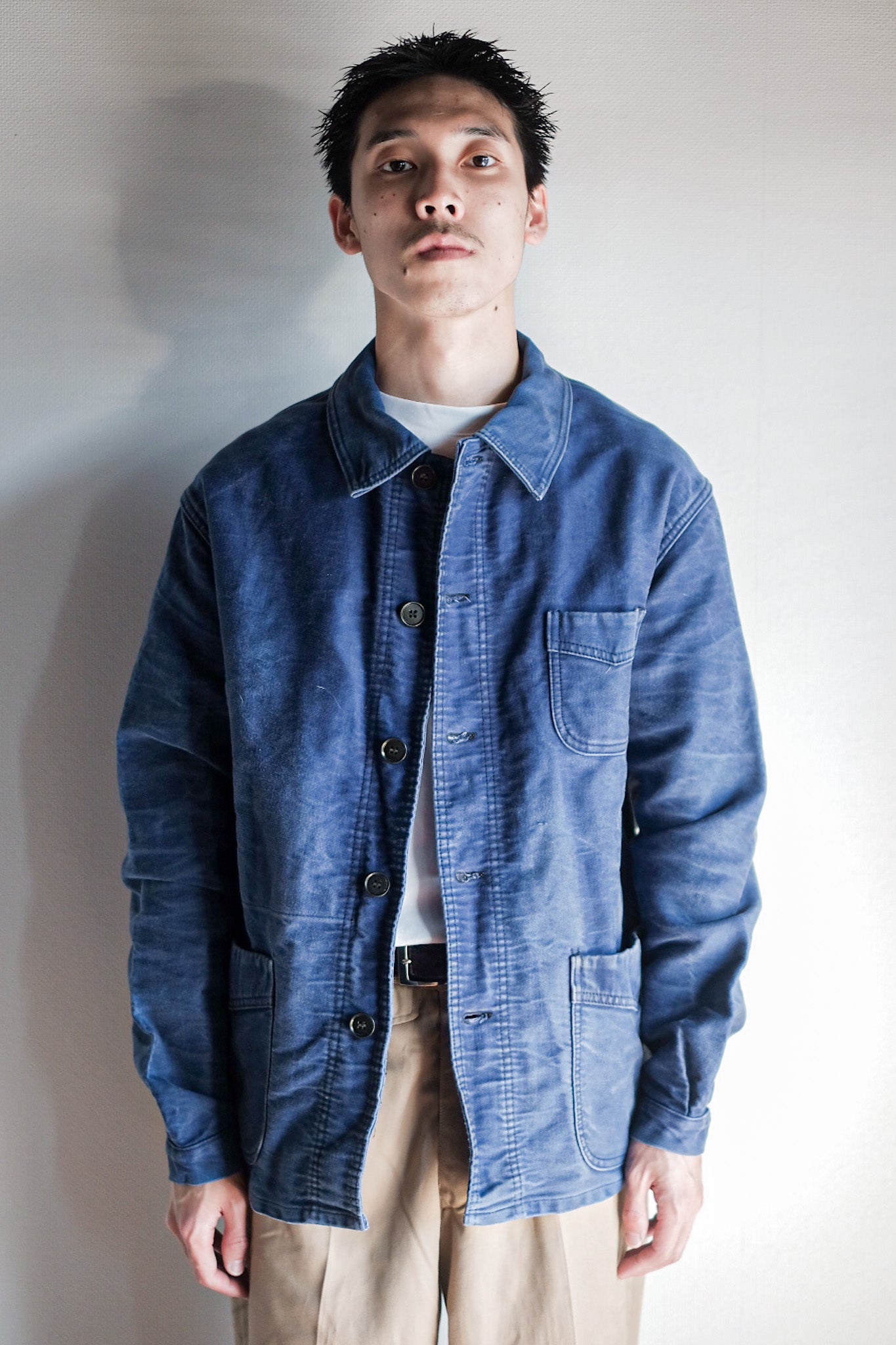 ［~50's］French Vintage Blue Moleskin Work Jacket "Le Mont St. Michel"