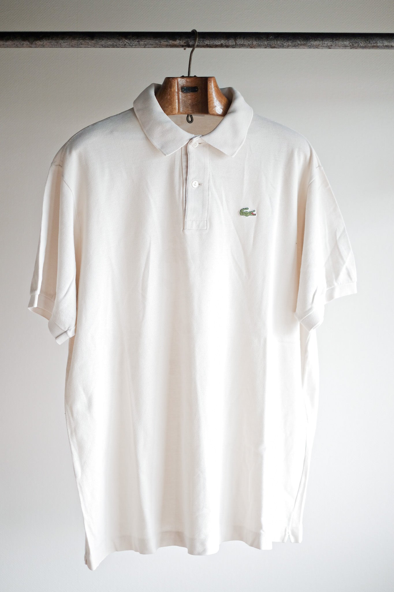 [〜80年代]顏色的lacoste s/s polo襯衫襯衫大小。7“ ecru”
