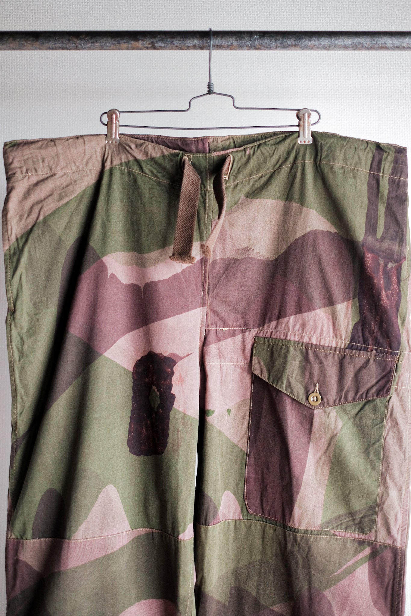 【~40's】British Army SAS Camouflaged Windproof Trousers Size.4 "Unusual Type" "Dead Stock"