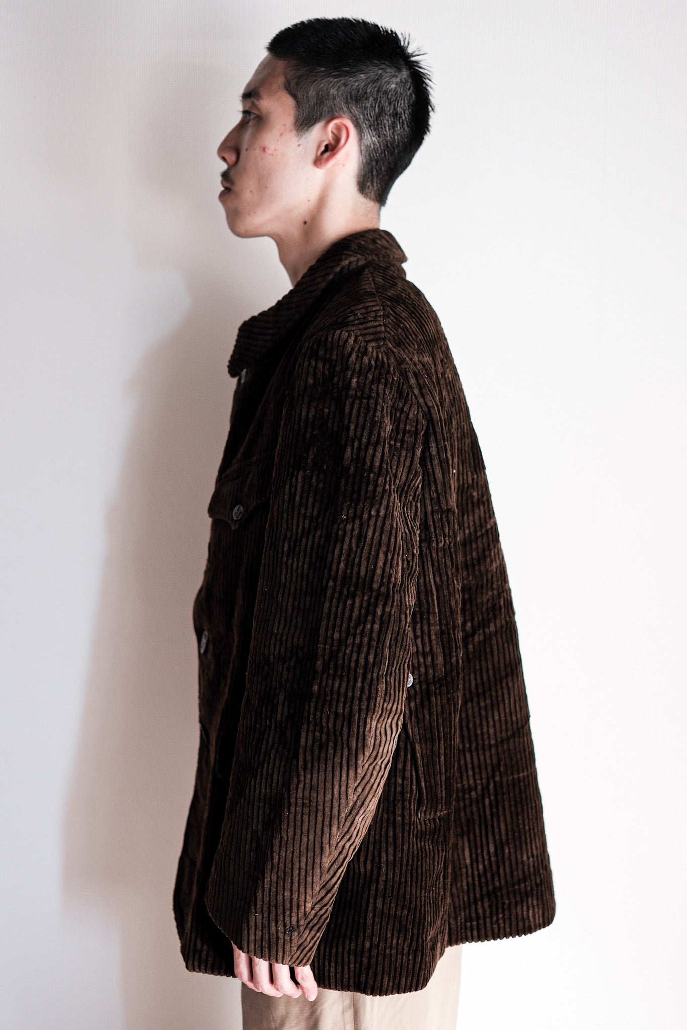 【~30's】French Vintage Brown Heavy Corduroy Hunting Jacket "Dead Stock"