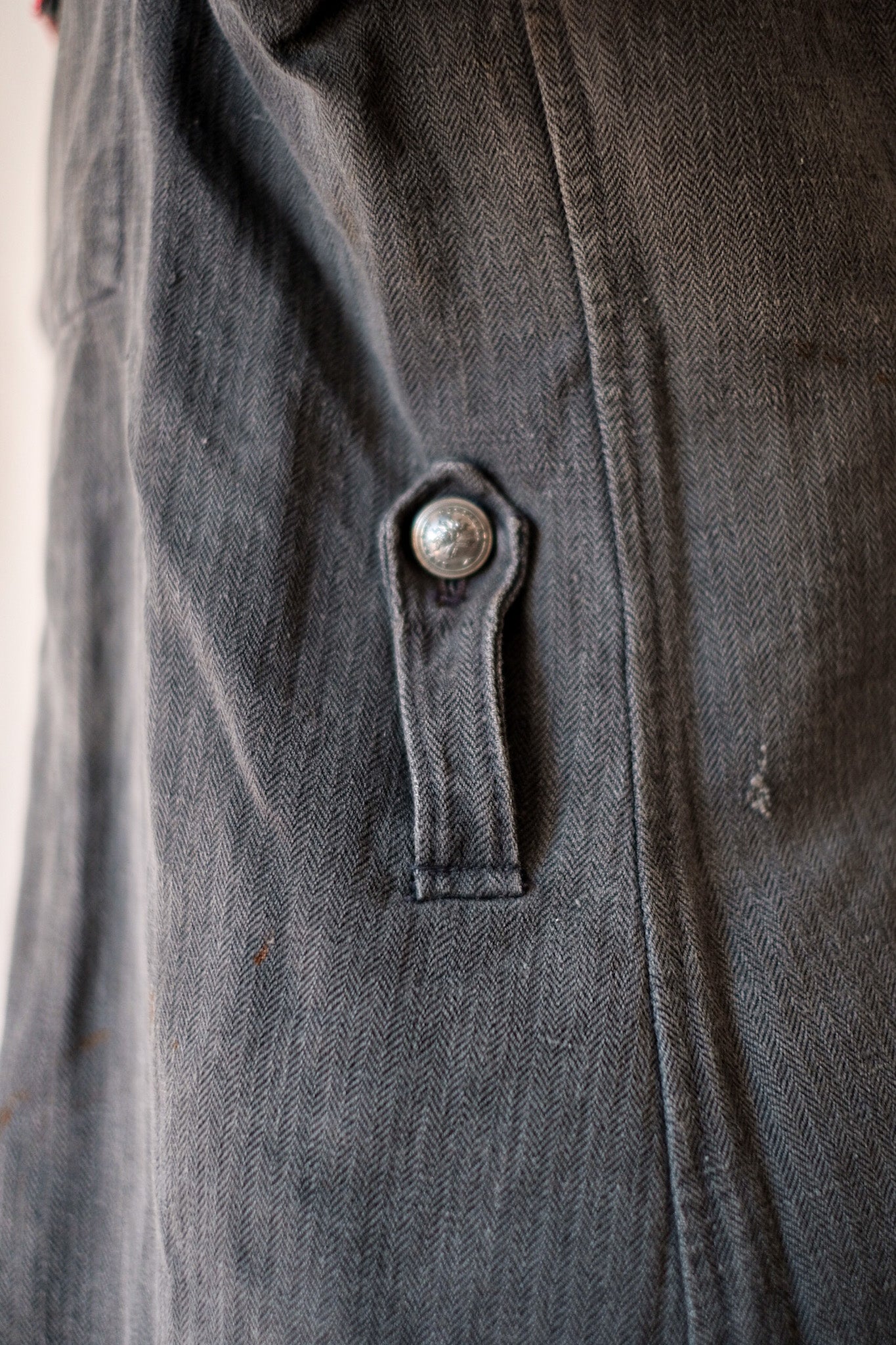 【~10's】French Vintage Black Linen HBT Fireman Jacket