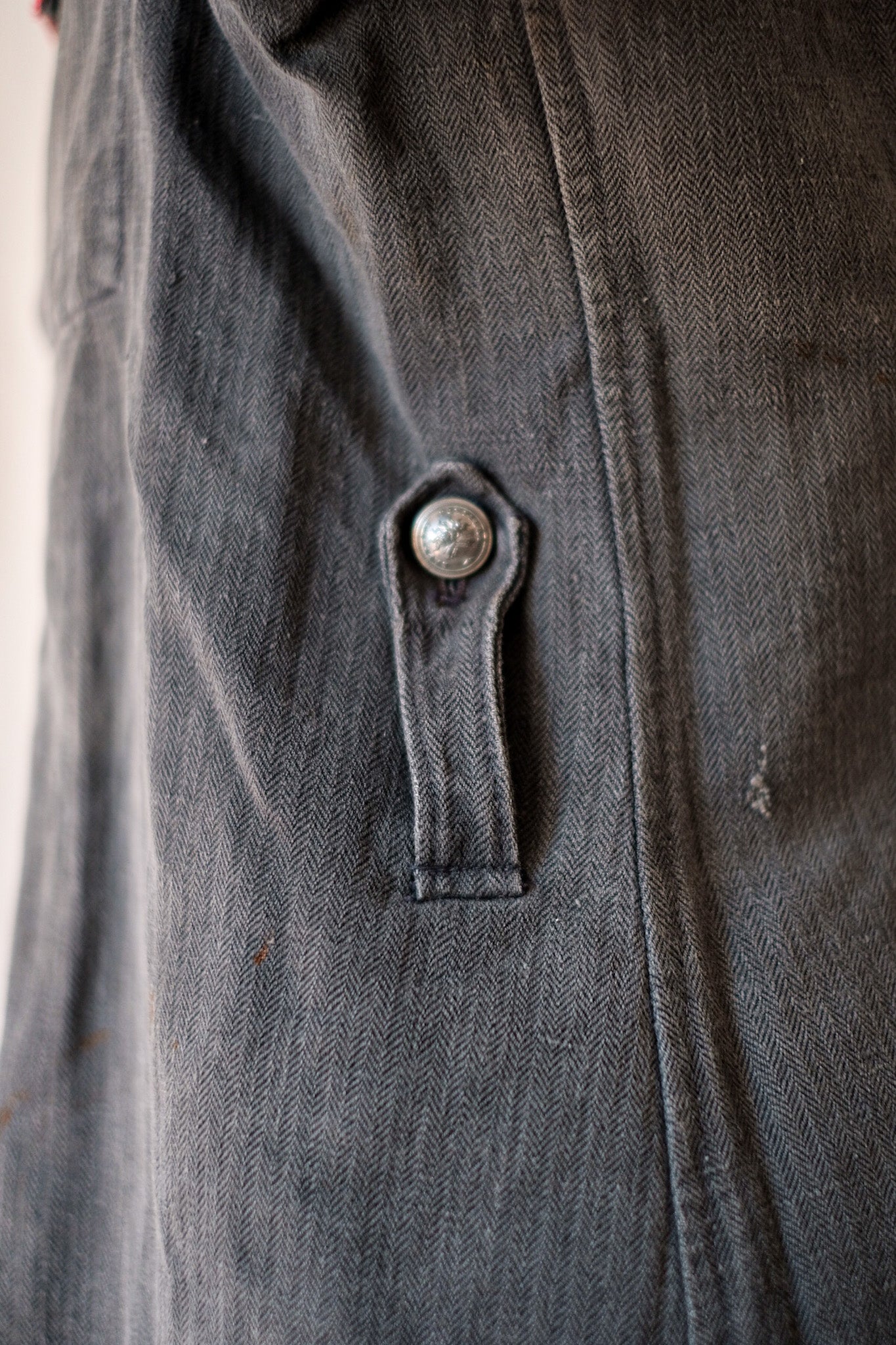 ［~10's］French Vintage Black Linen HBT Fireman Jacket