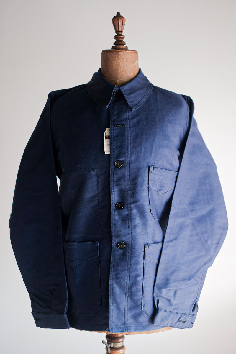 40's] French Vintage Blue Moleskin Work Jacket 