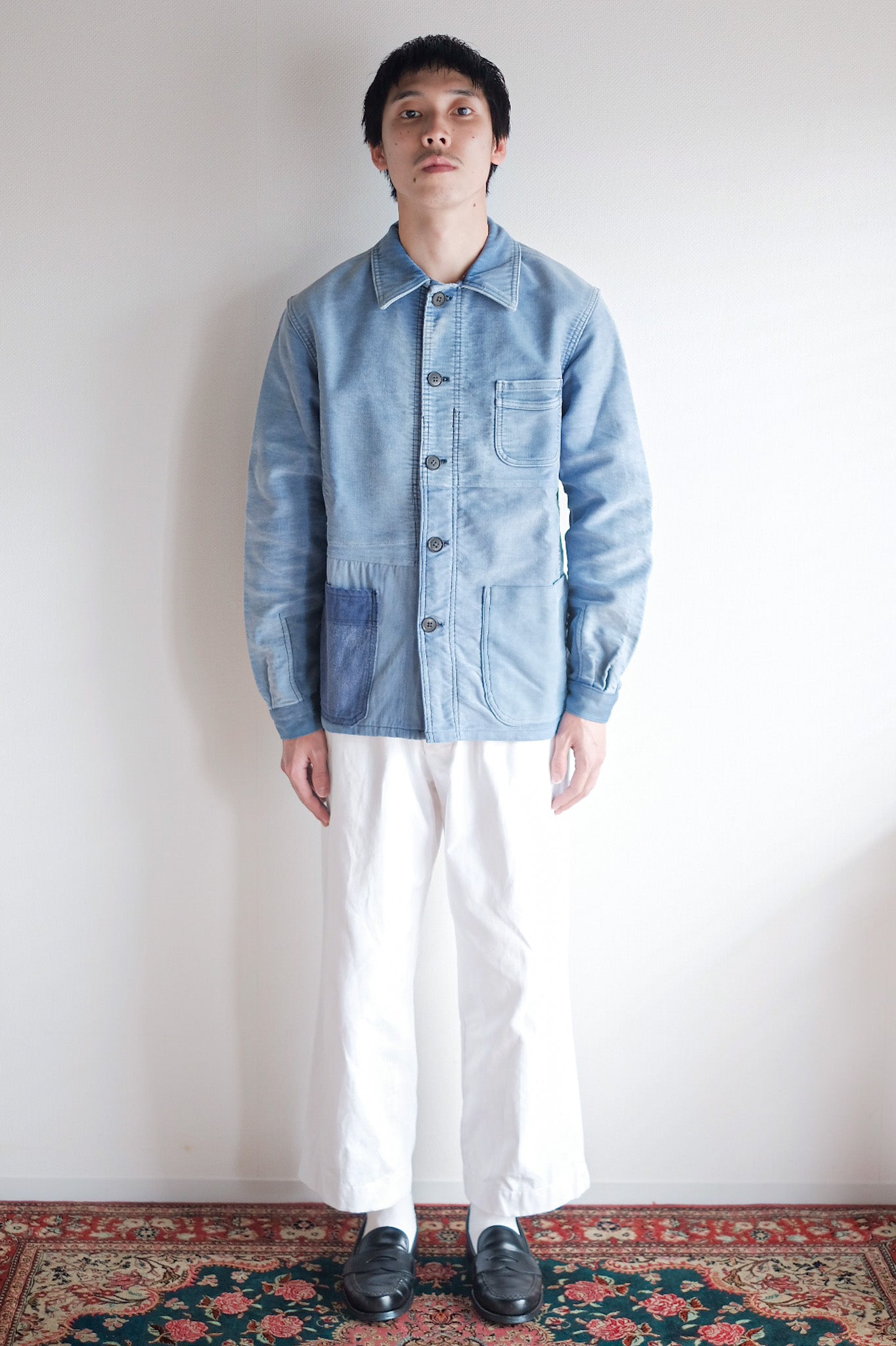 ［~50's］French Vintage Blue Moleskin Work Jacket "Le Mont St. Michel"