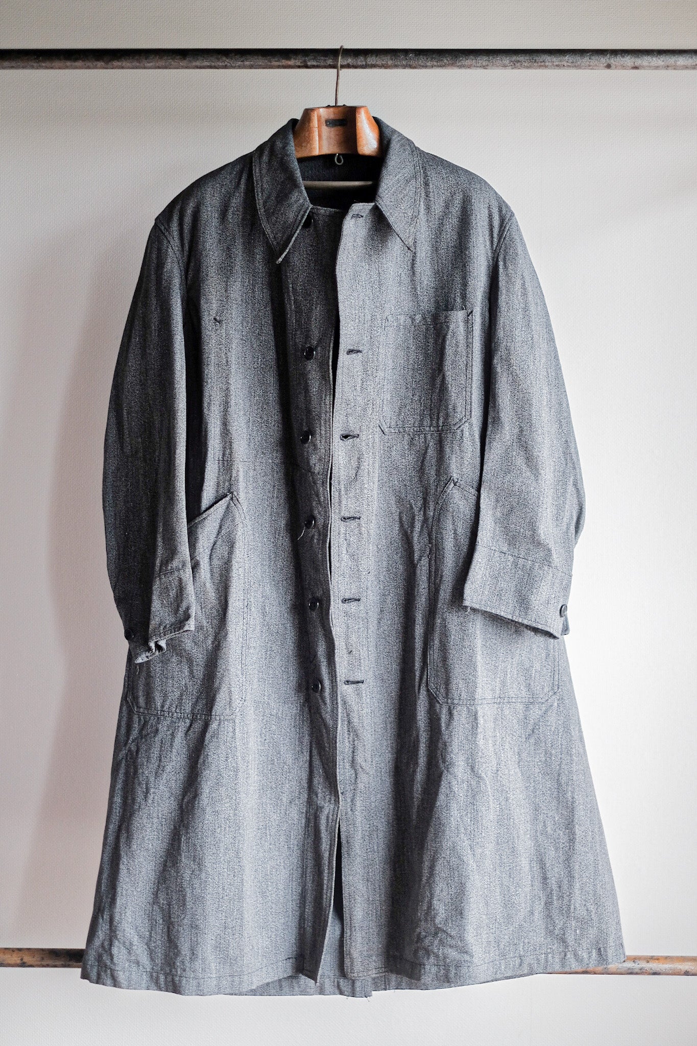 ［~50's］French Vintage PTT Black Chambray Atelier Coat “Dead Stock”