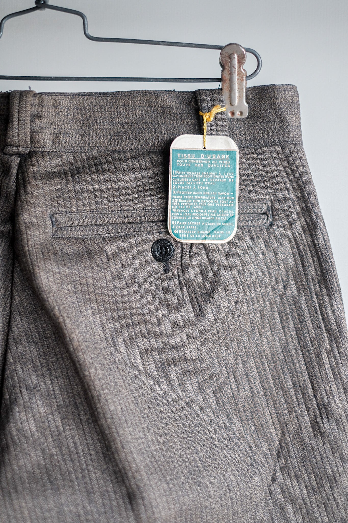 ［~40's］French Vintage Brown Salt & Pepper Cotton Pique Work Pants "Dead Stock"