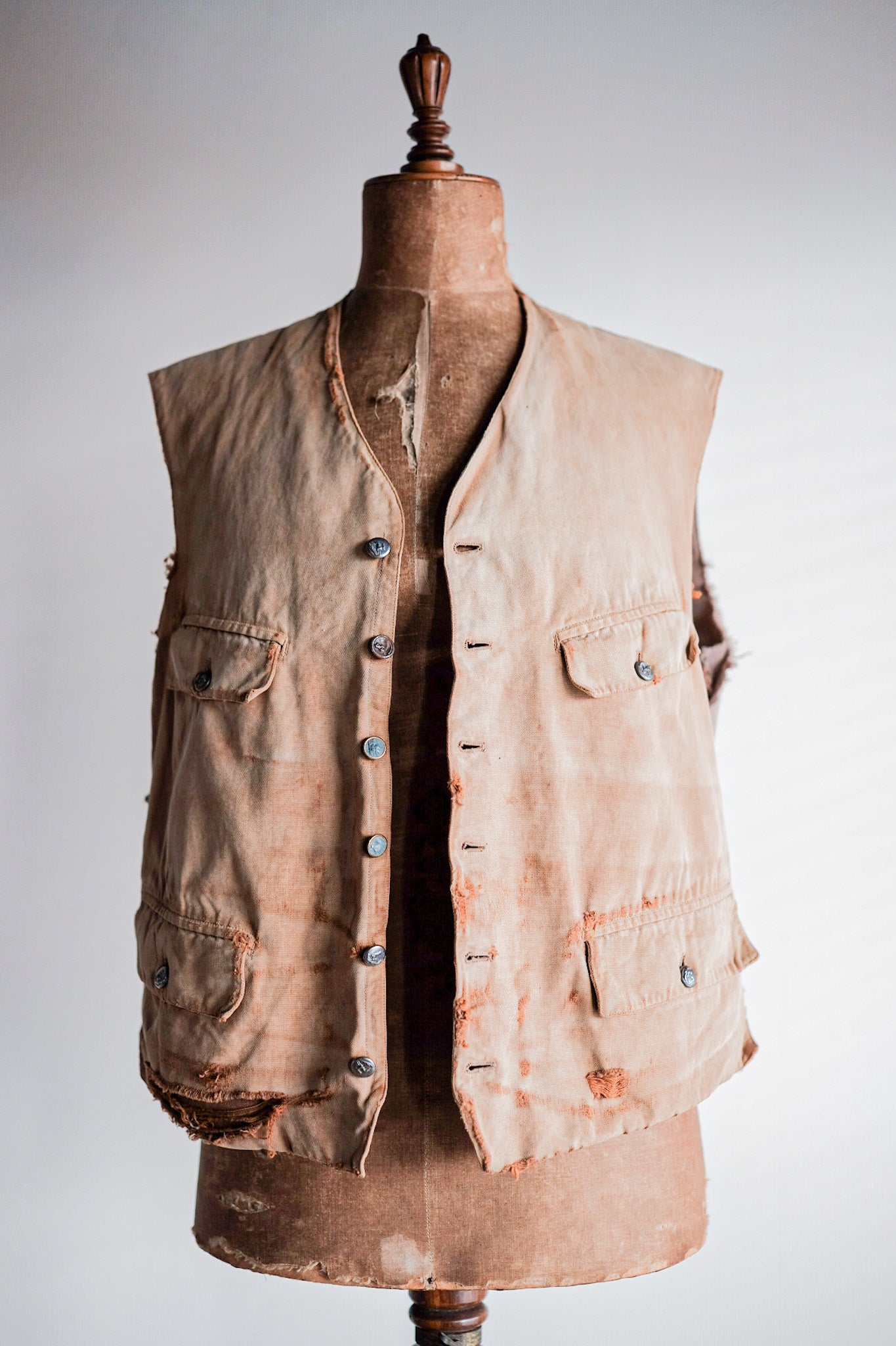 [~ 30's] French Vintage Cotton Hunting Gilet