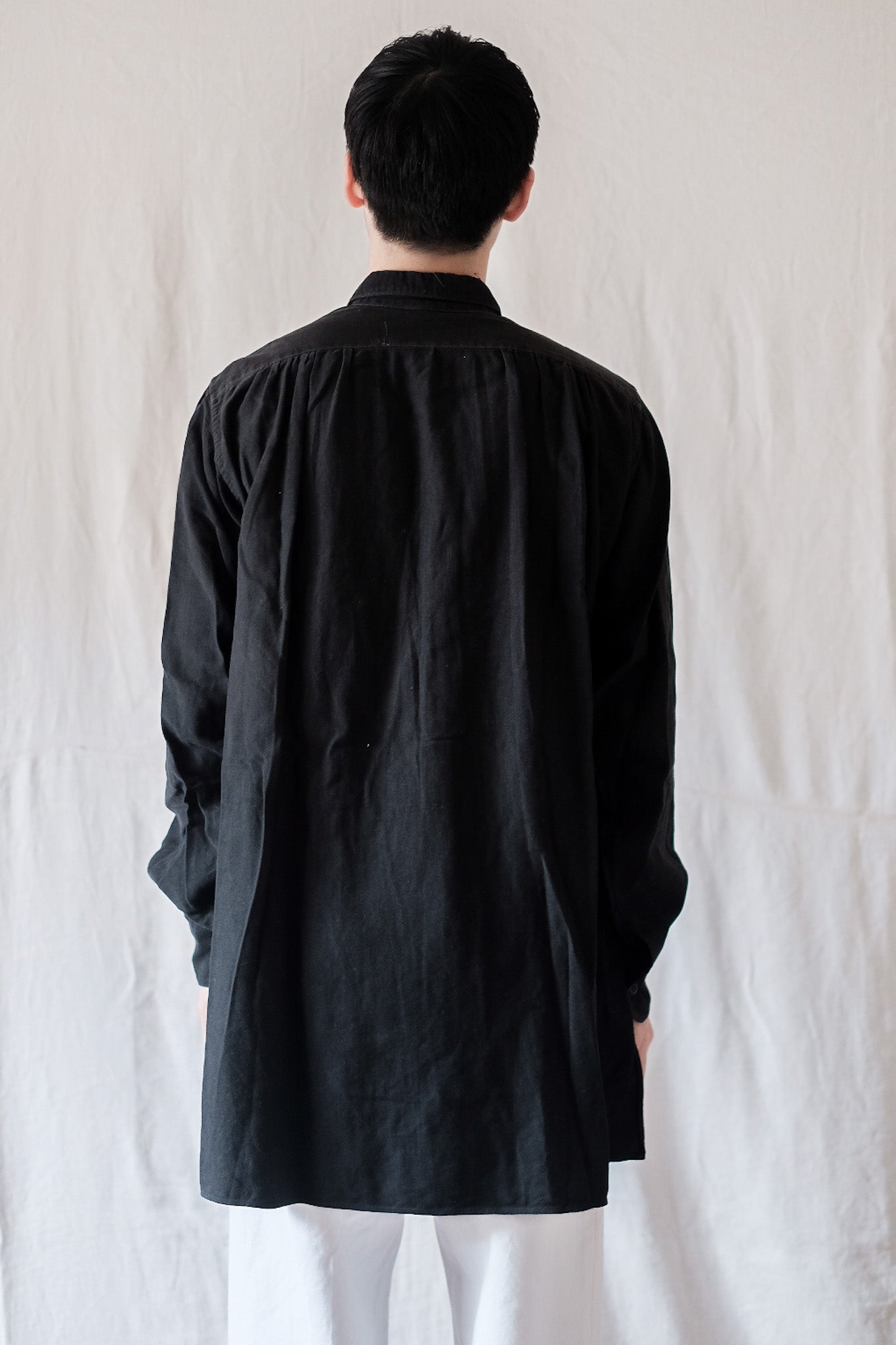 [~ 40's] French Vintage Black Moleskin Grandpa Shirt