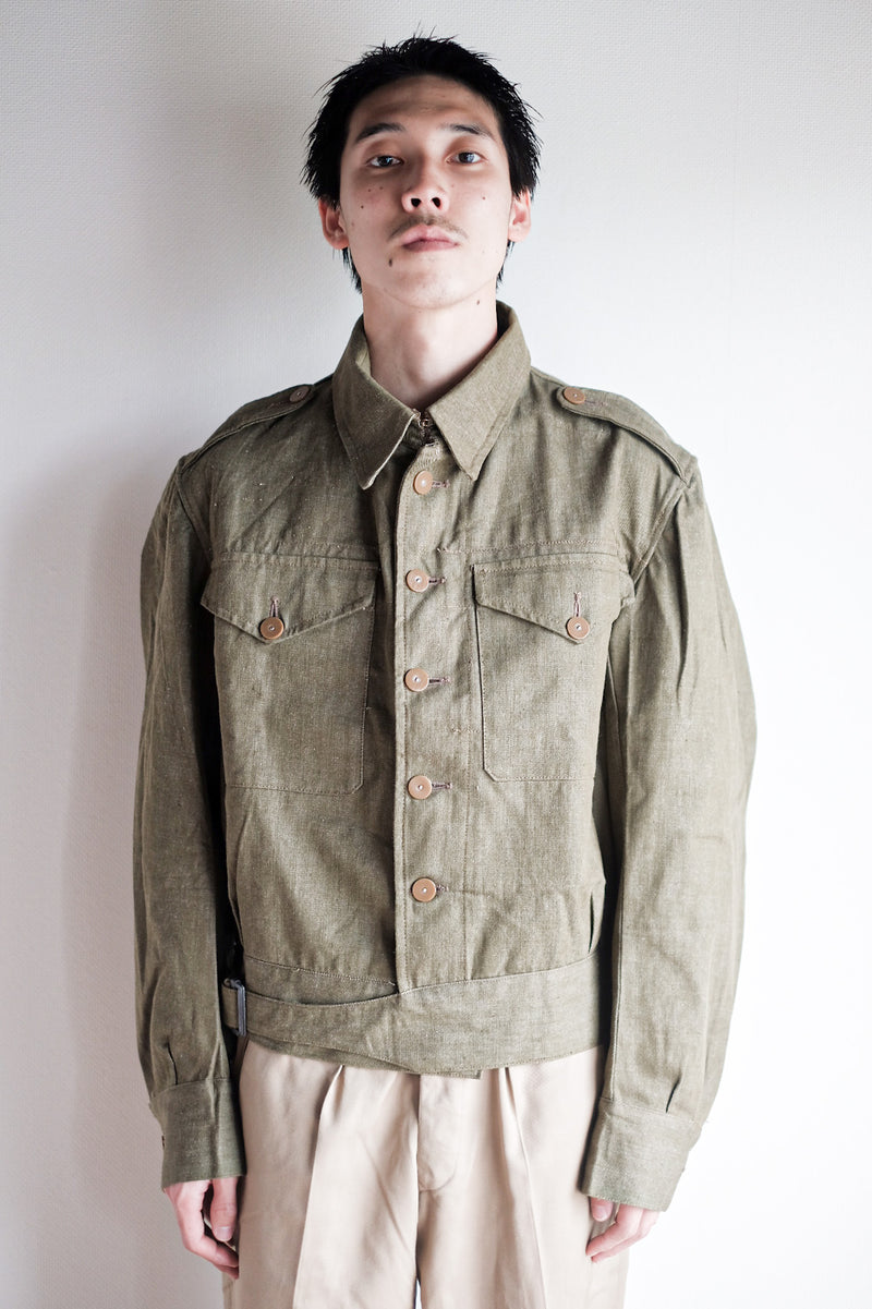 50's] BRITISH ARMY GREEN DENIM BATTLE DRESS JACKET SIZE.7 