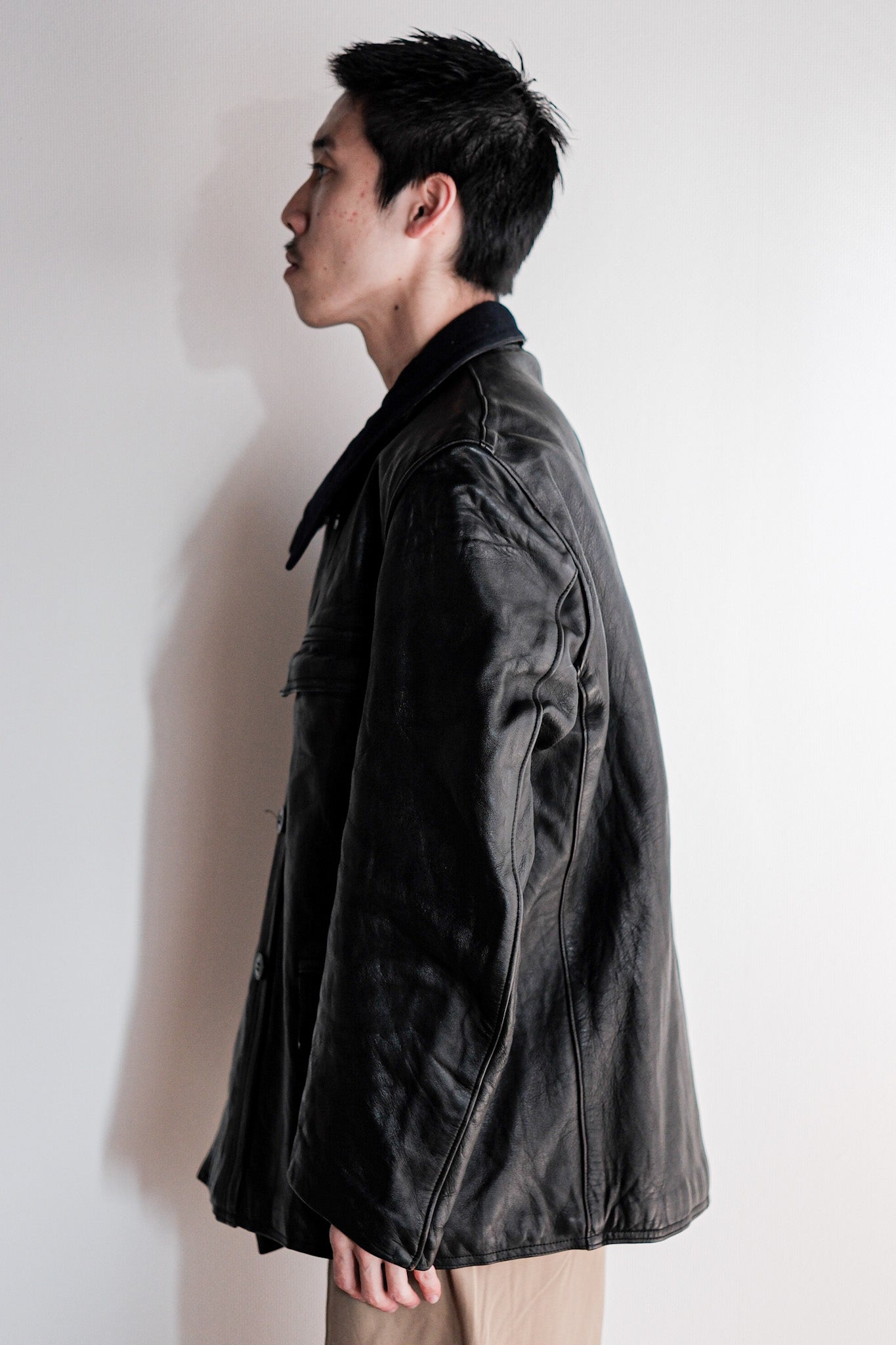 ［~50's］French Vintage Le Corbusier Leather Work Jacket "Wool Collar"